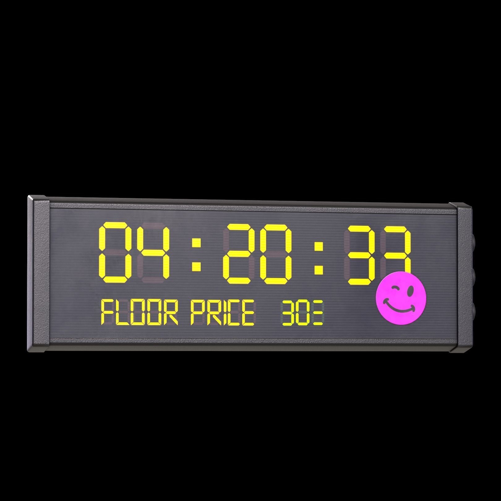Digital Wall Clock Low-poly 3D model_5