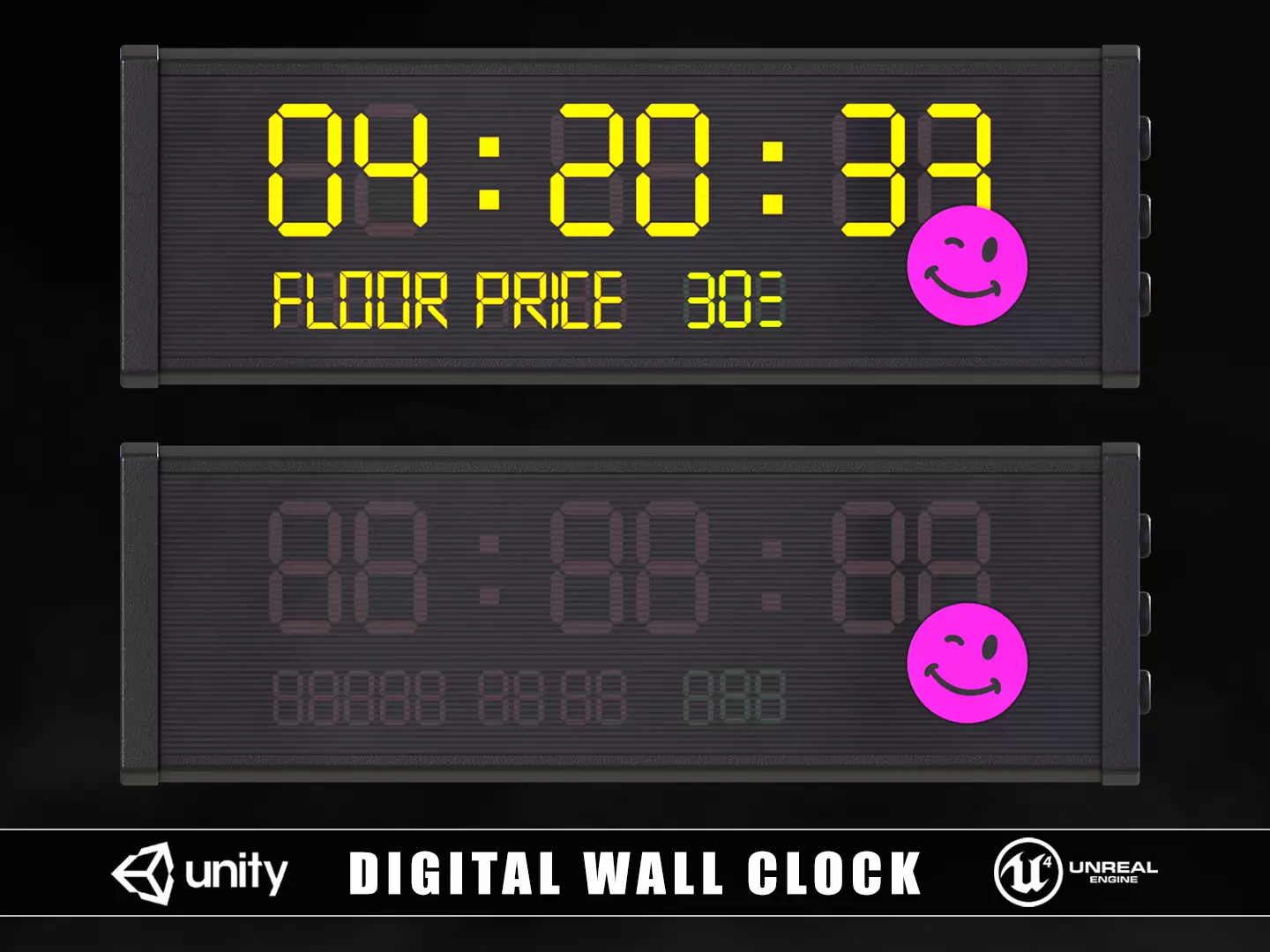 Digital Wall Clock Low-poly 3D model_0