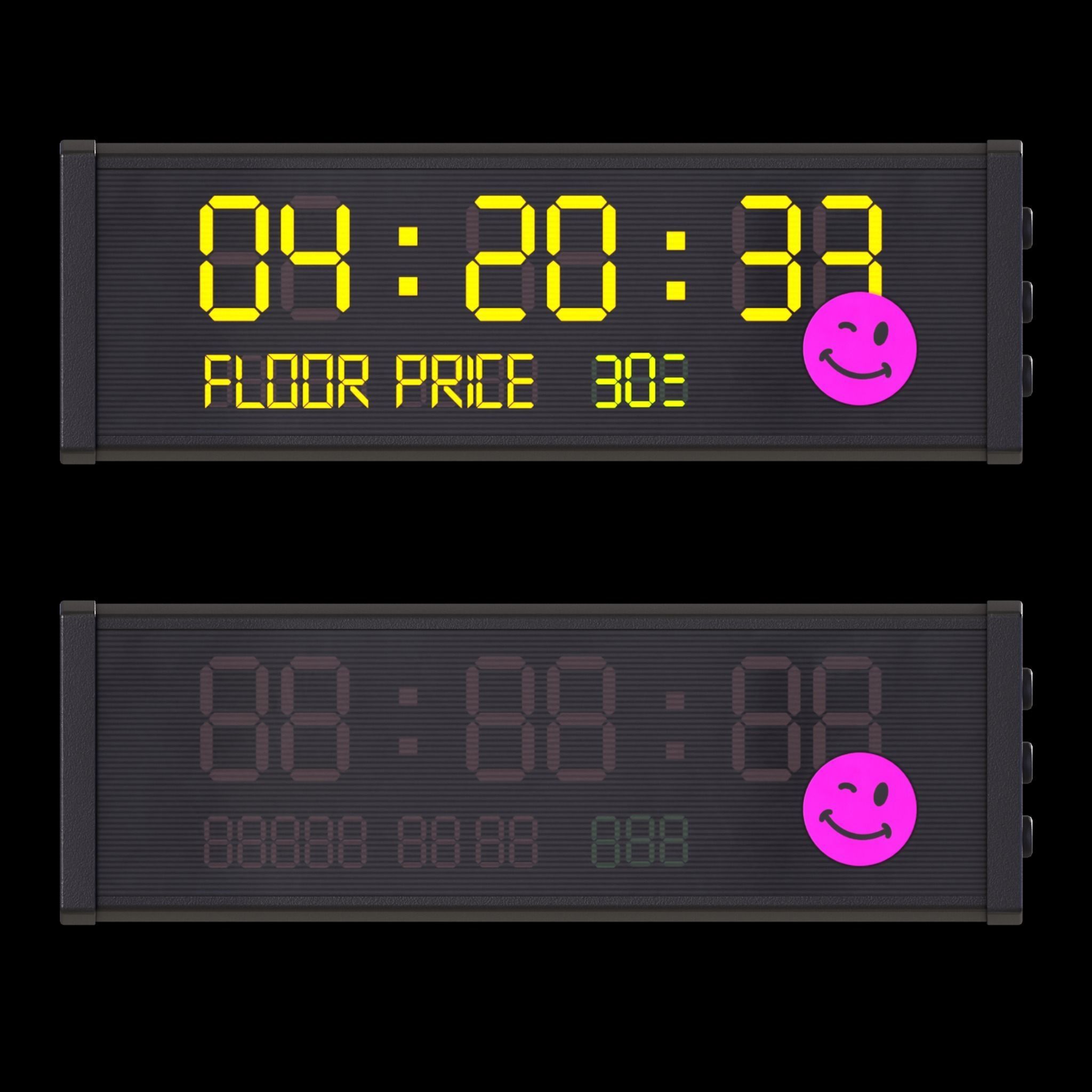 Digital Wall Clock Low-poly 3D model_2