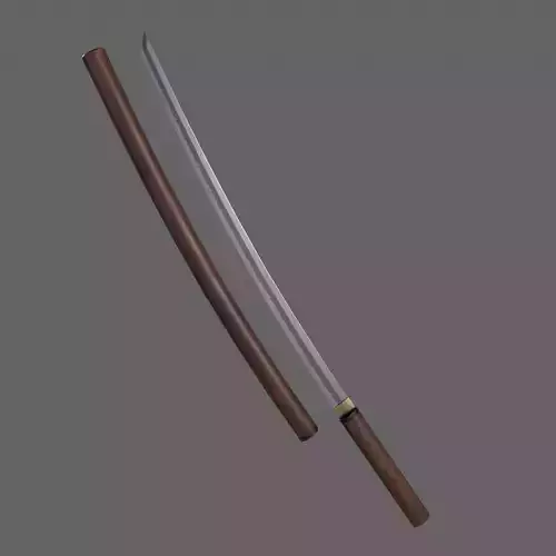 PBR Katana Japanese Sword Dark Wood V3