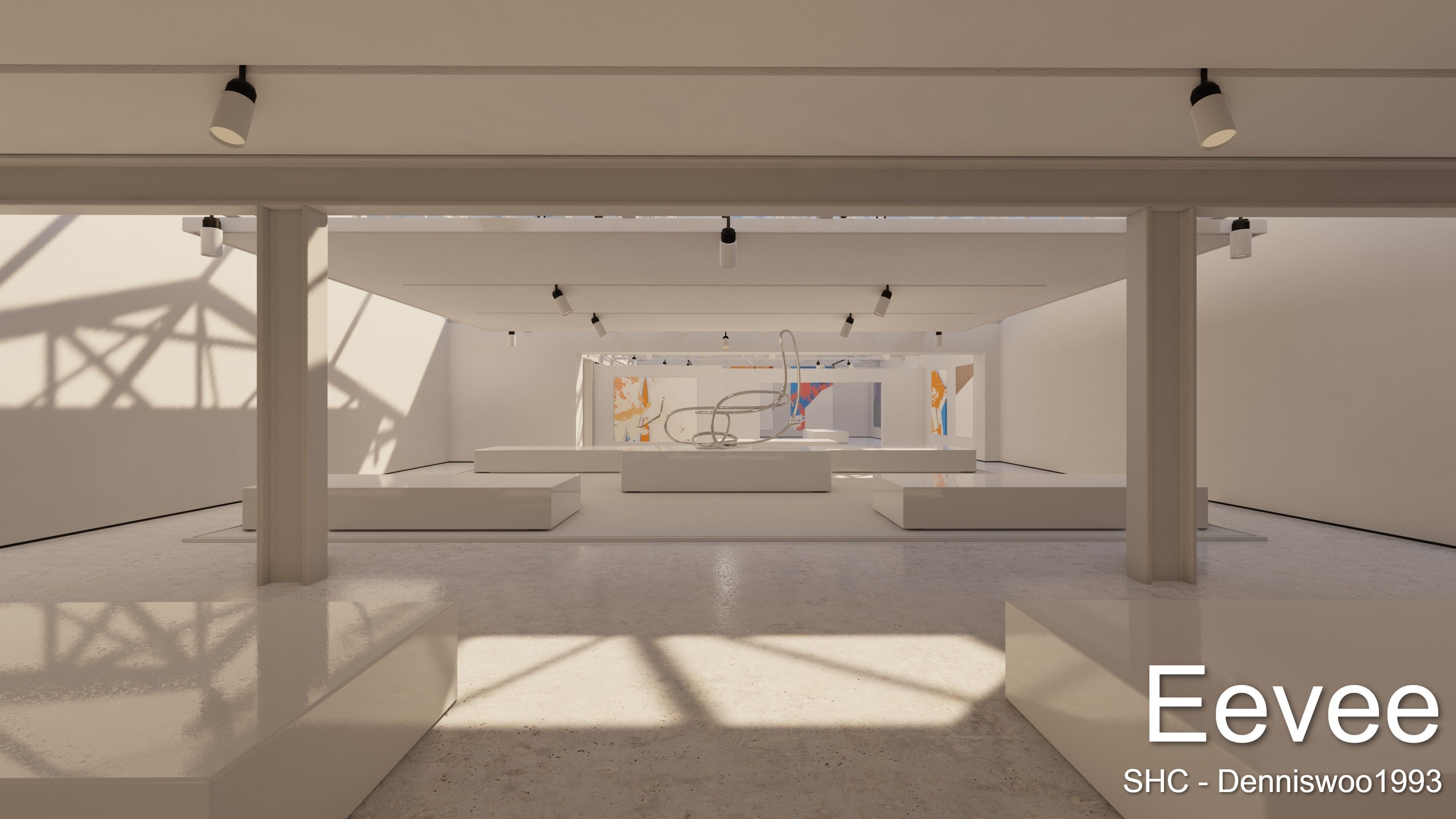 Modern Art Gallery and Photo Studio Day and Night Low-poly 3D model_18