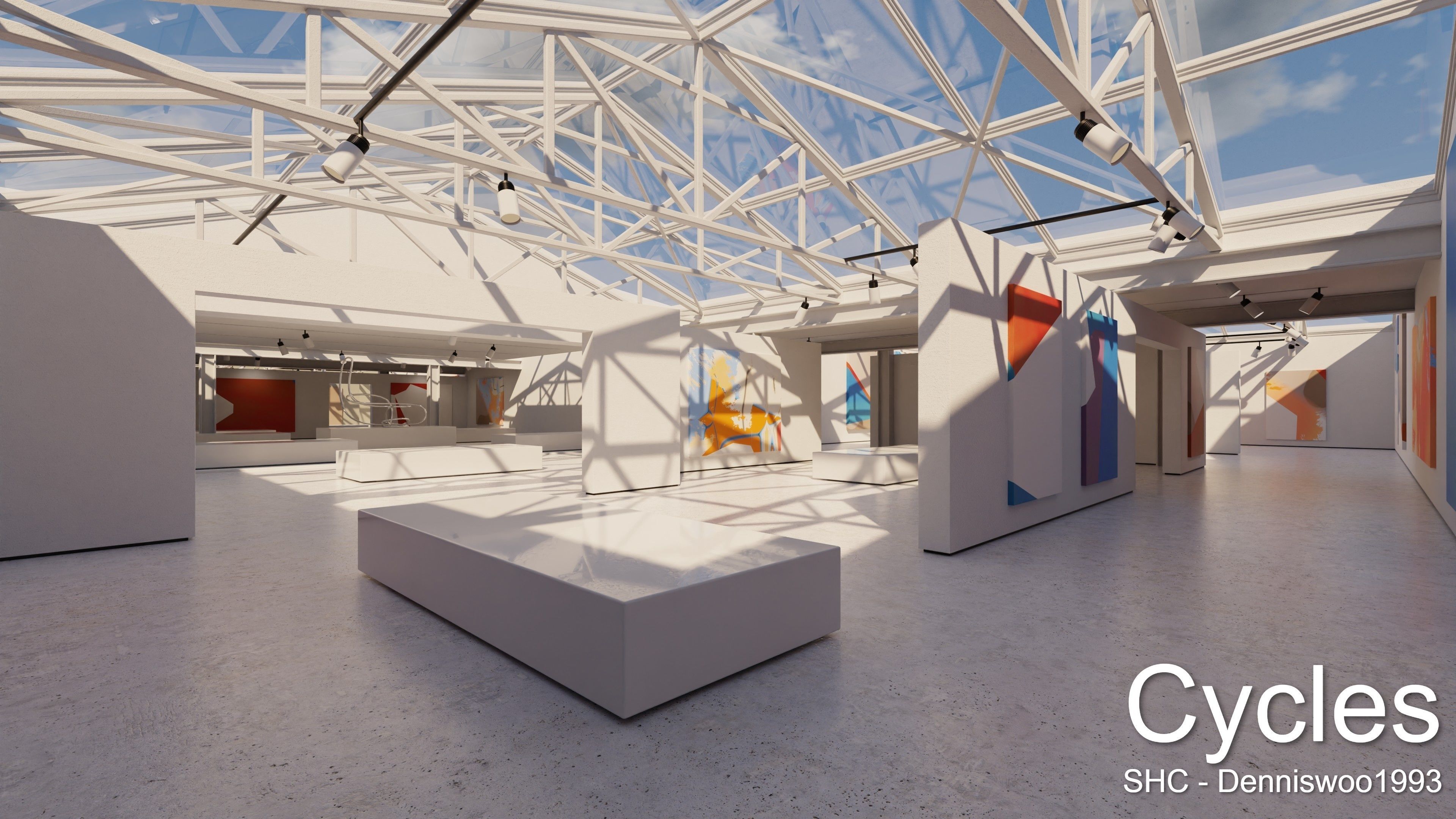 Modern Art Gallery and Photo Studio Day and Night Low-poly 3D model_2
