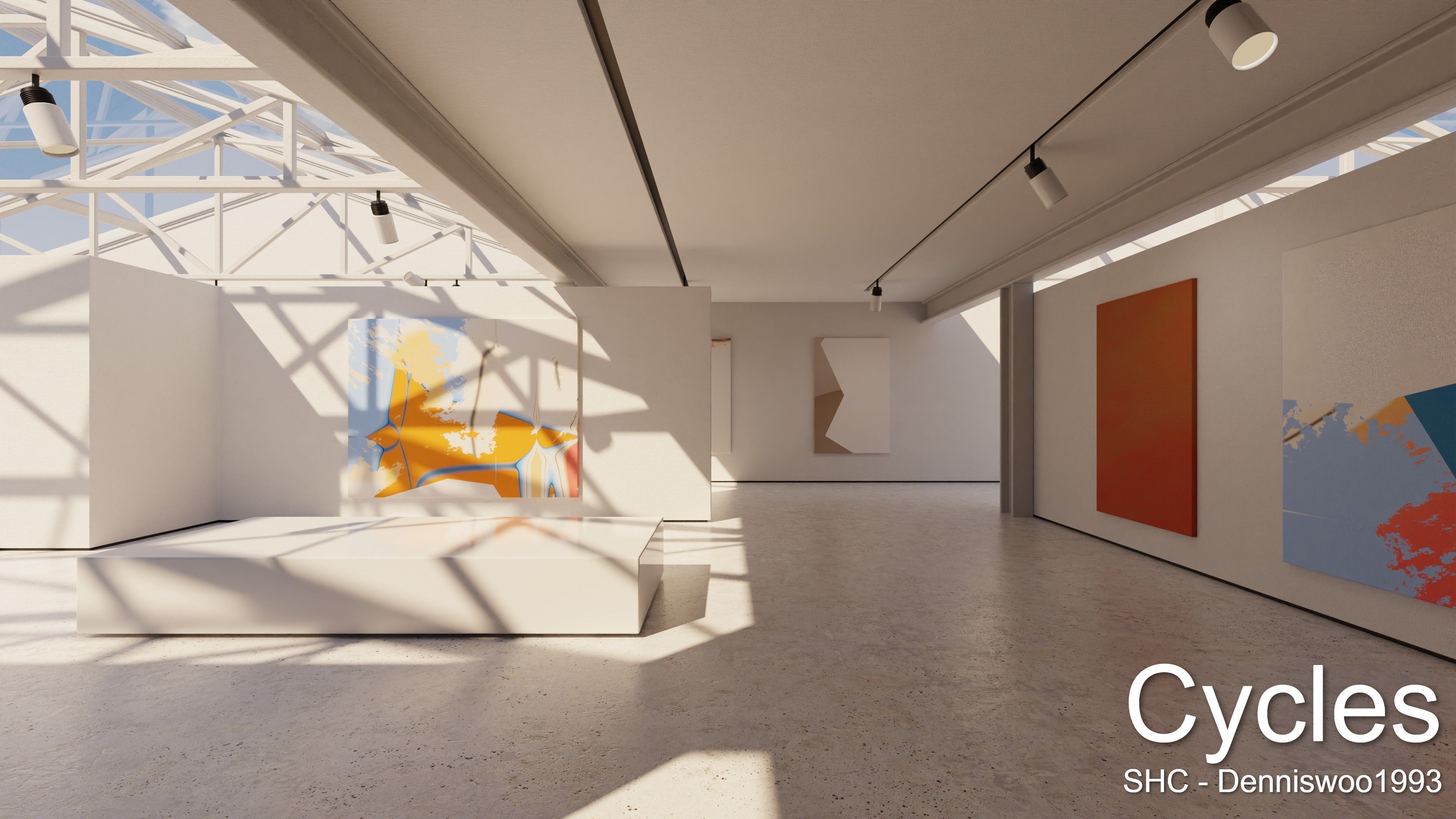 Modern Art Gallery and Photo Studio Day and Night Low-poly 3D model_9