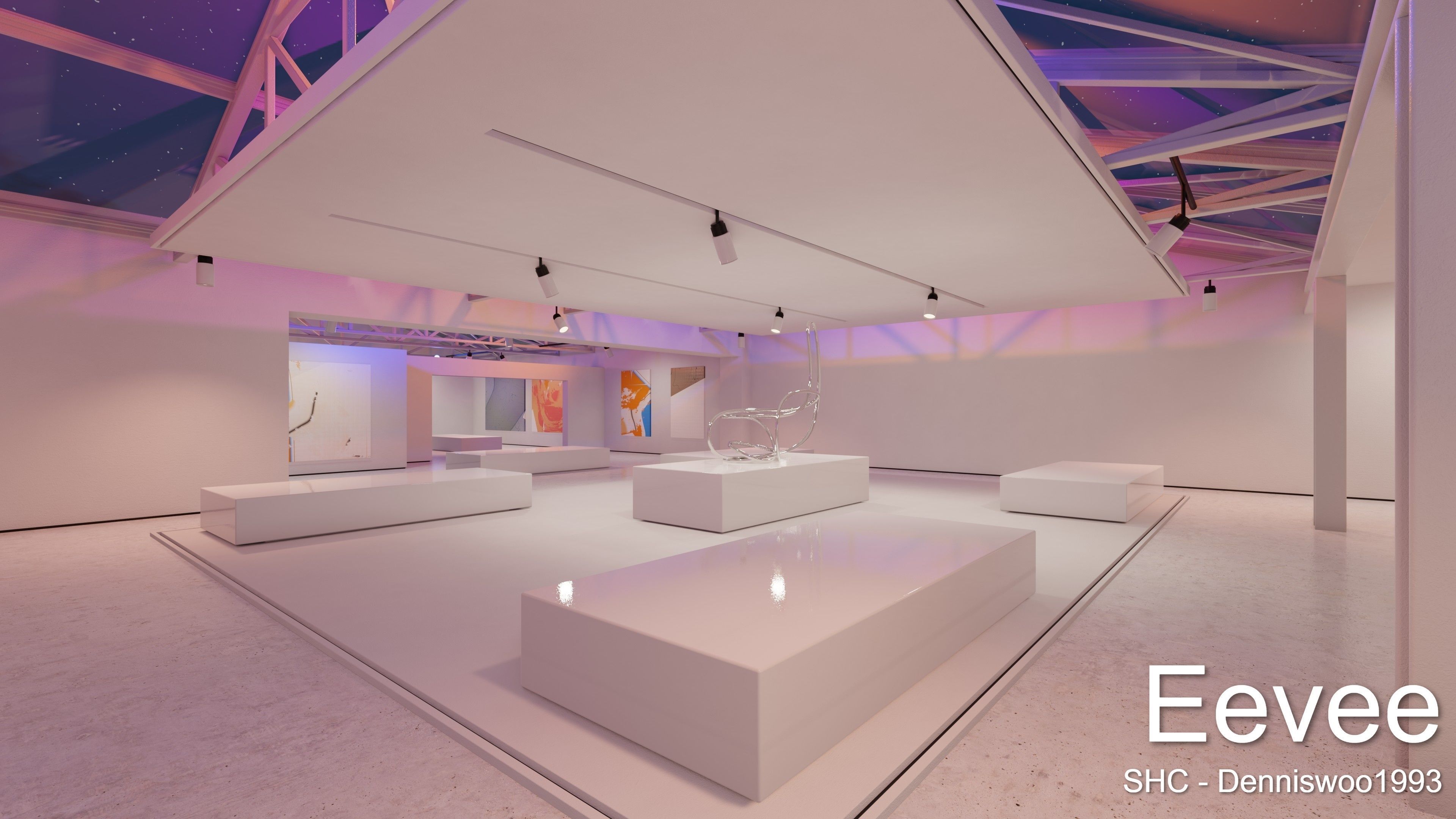 Modern Art Gallery and Photo Studio Day and Night Low-poly 3D model_21