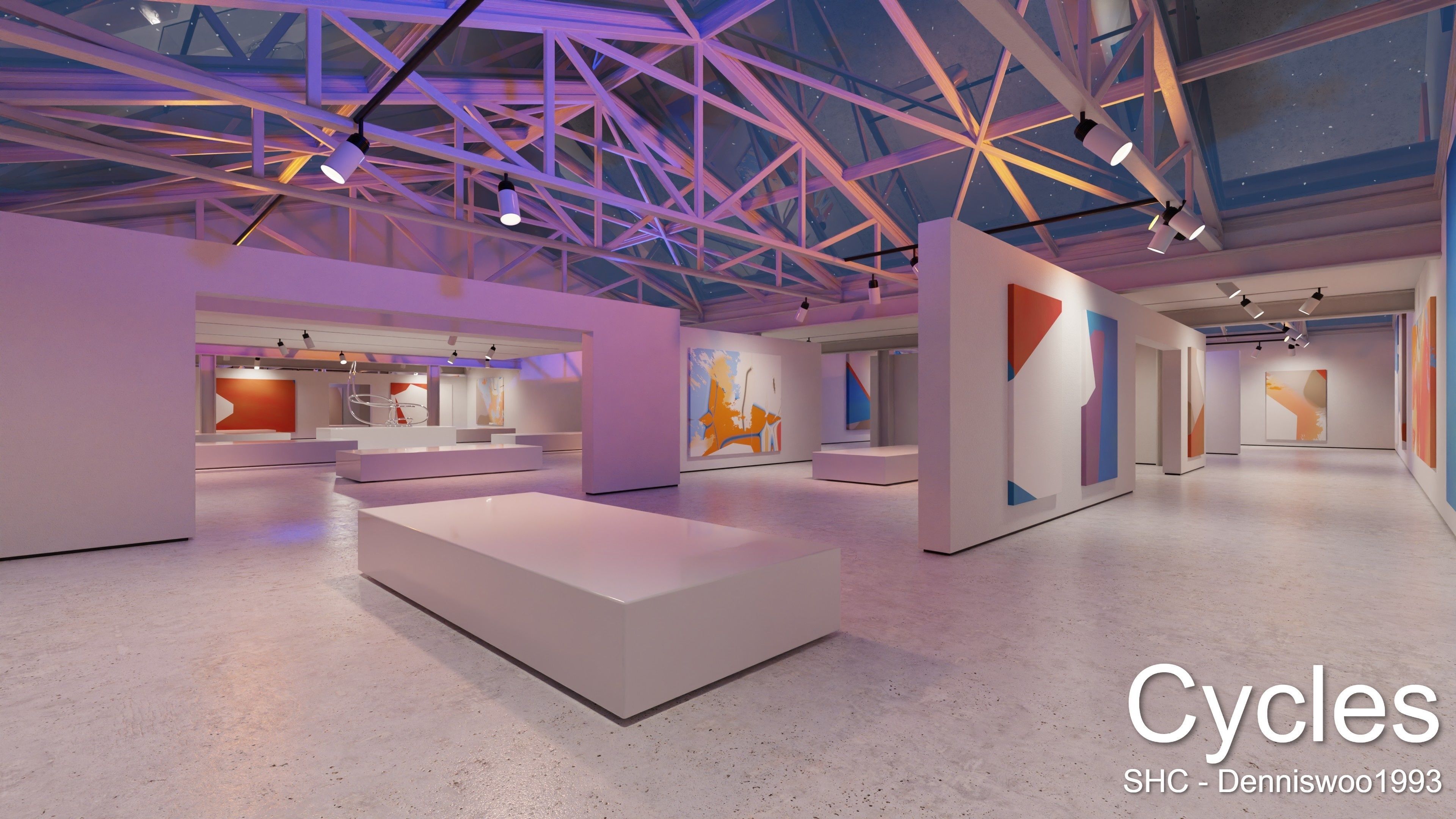 Modern Art Gallery and Photo Studio Day and Night Low-poly 3D model_3