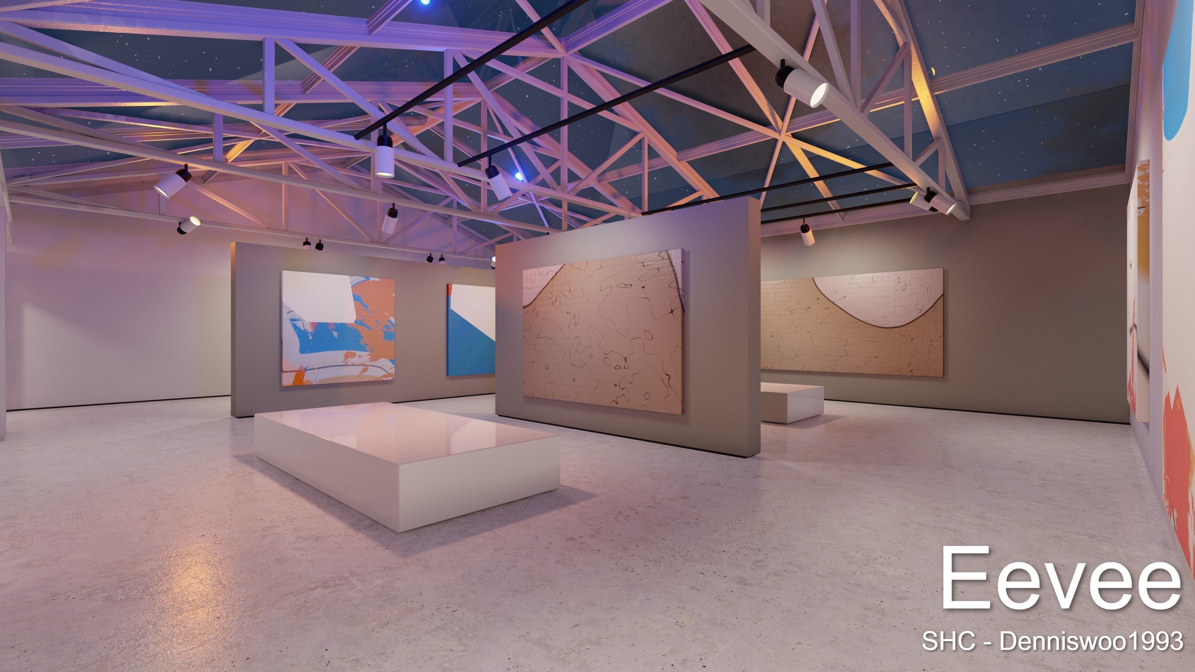 Modern Art Gallery and Photo Studio Day and Night Low-poly 3D model_22