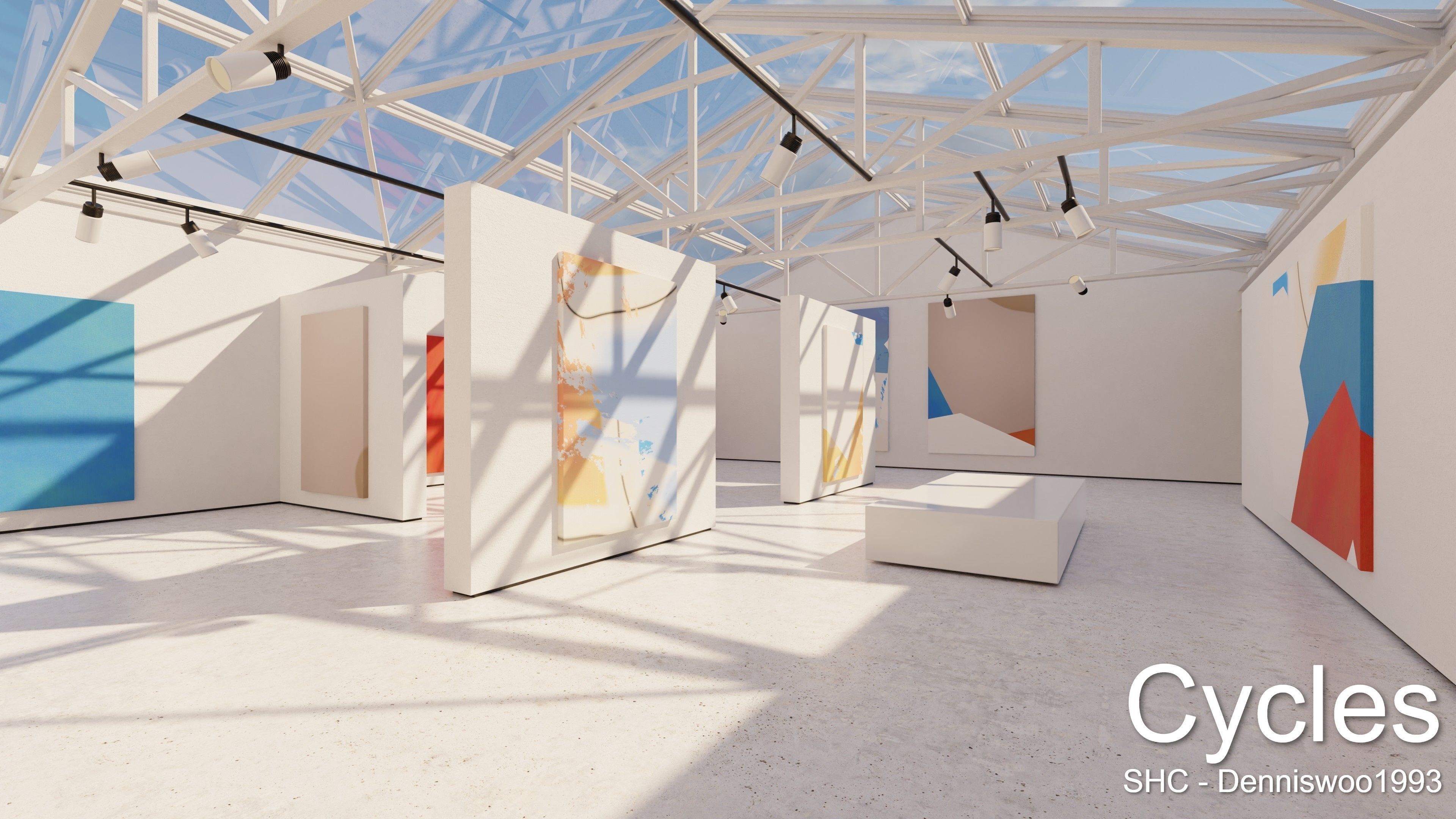Modern Art Gallery and Photo Studio Day and Night Low-poly 3D model_7