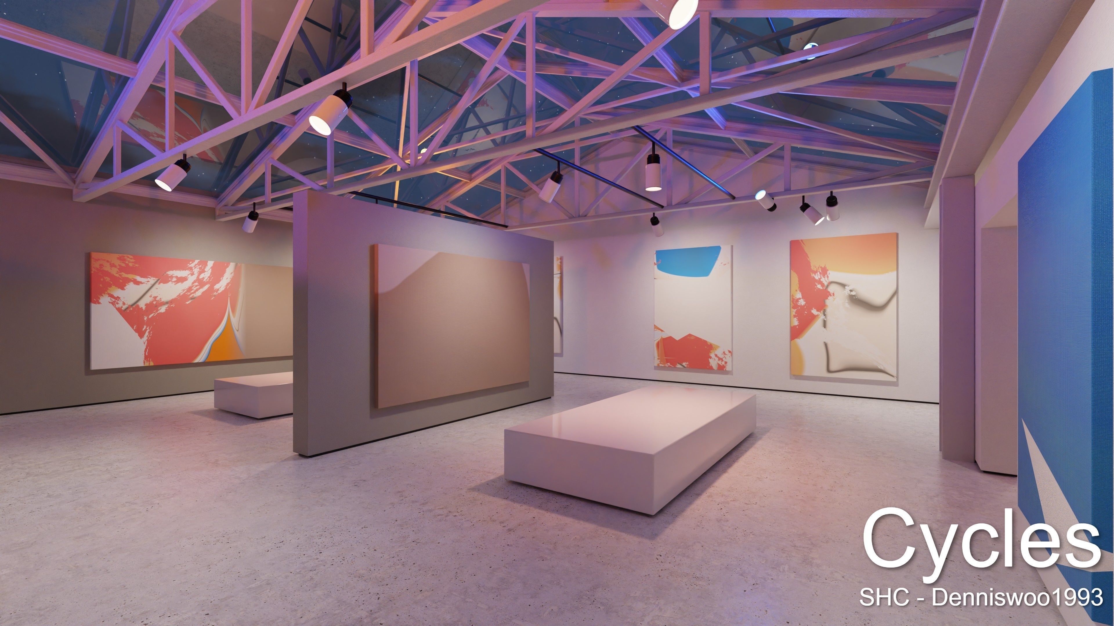 Modern Art Gallery and Photo Studio Day and Night Low-poly 3D model_12