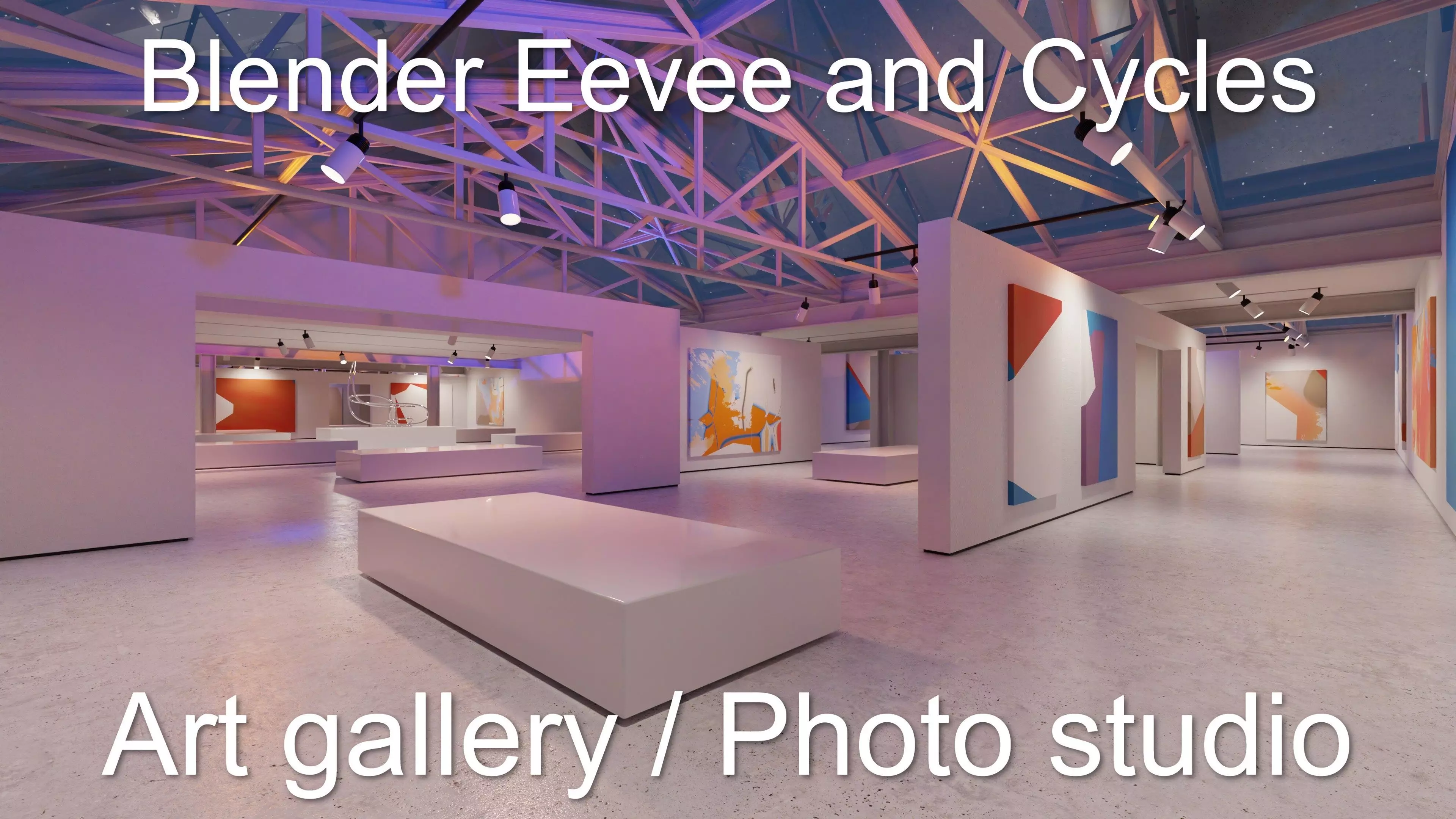 Modern Art Gallery and Photo Studio Day and Night Low-poly 3D model_0