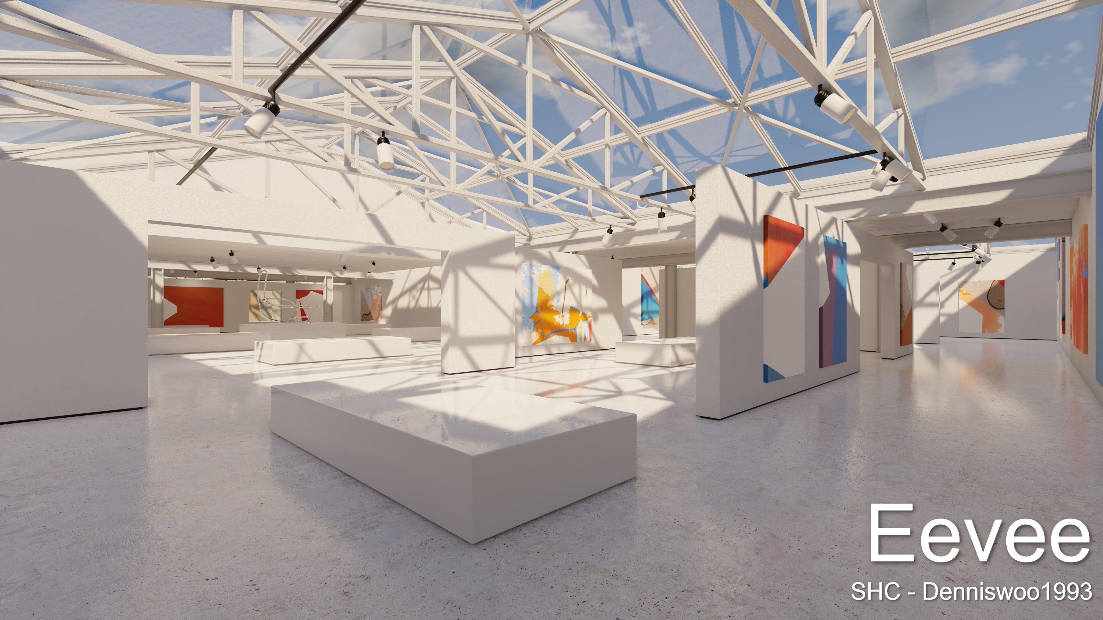 Modern Art Gallery and Photo Studio Day and Night Low-poly 3D model_14
