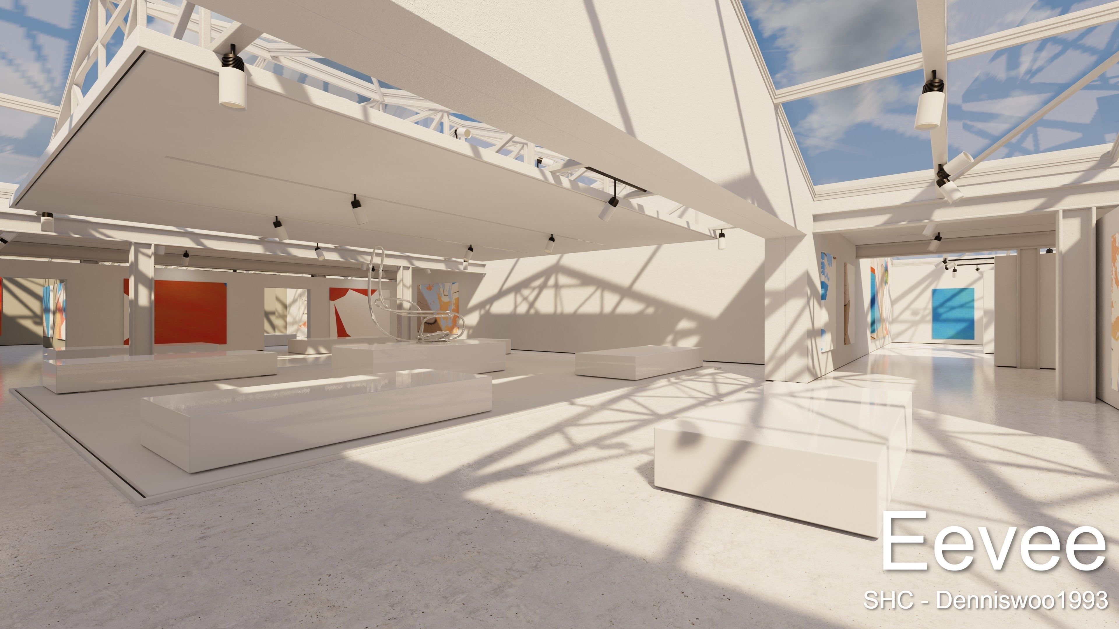 Modern Art Gallery and Photo Studio Day and Night Low-poly 3D model_15