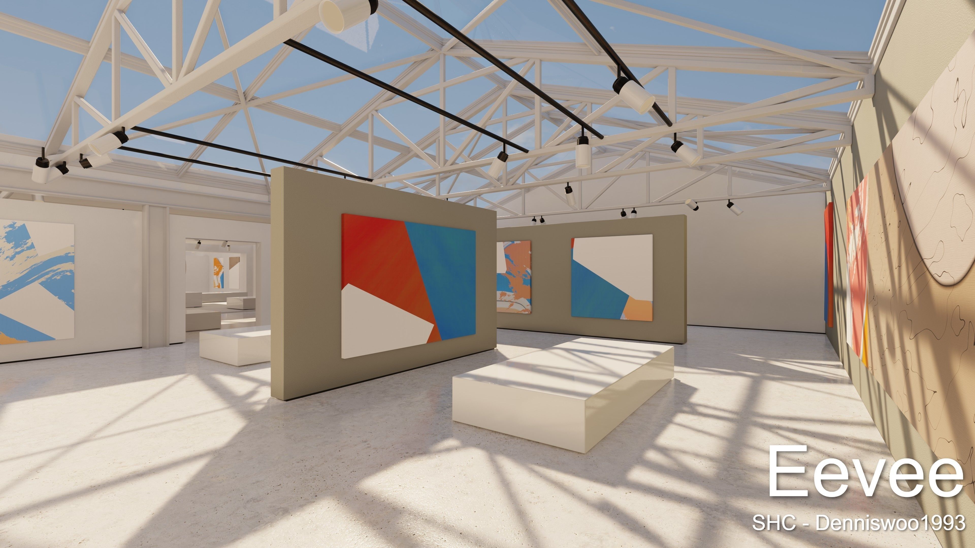 Modern Art Gallery and Photo Studio Day and Night Low-poly 3D model_19
