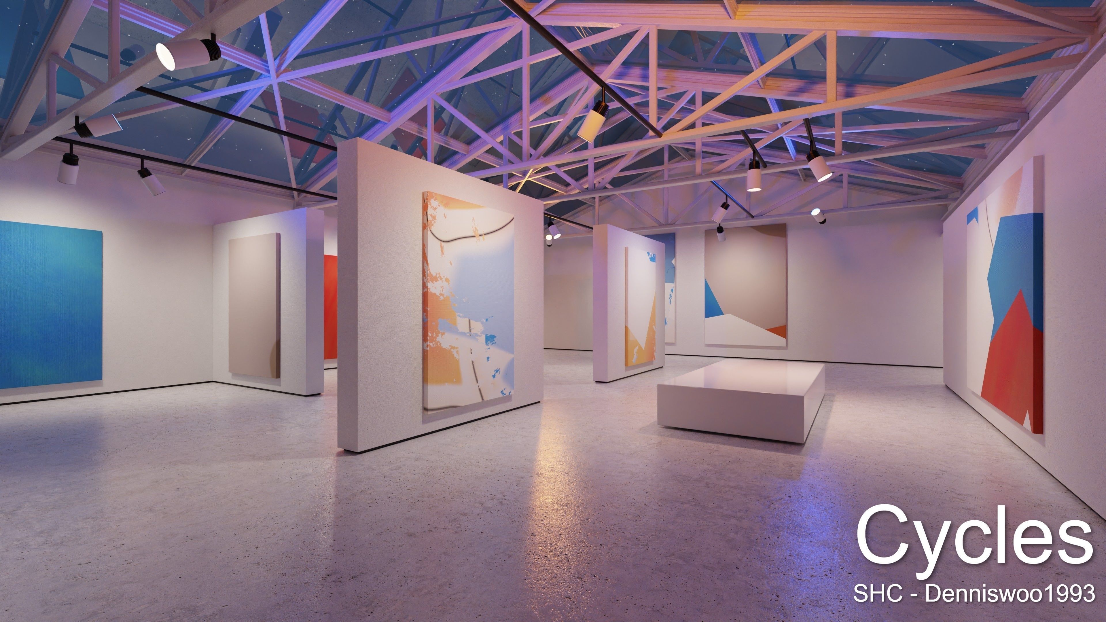 Modern Art Gallery and Photo Studio Day and Night Low-poly 3D model_6