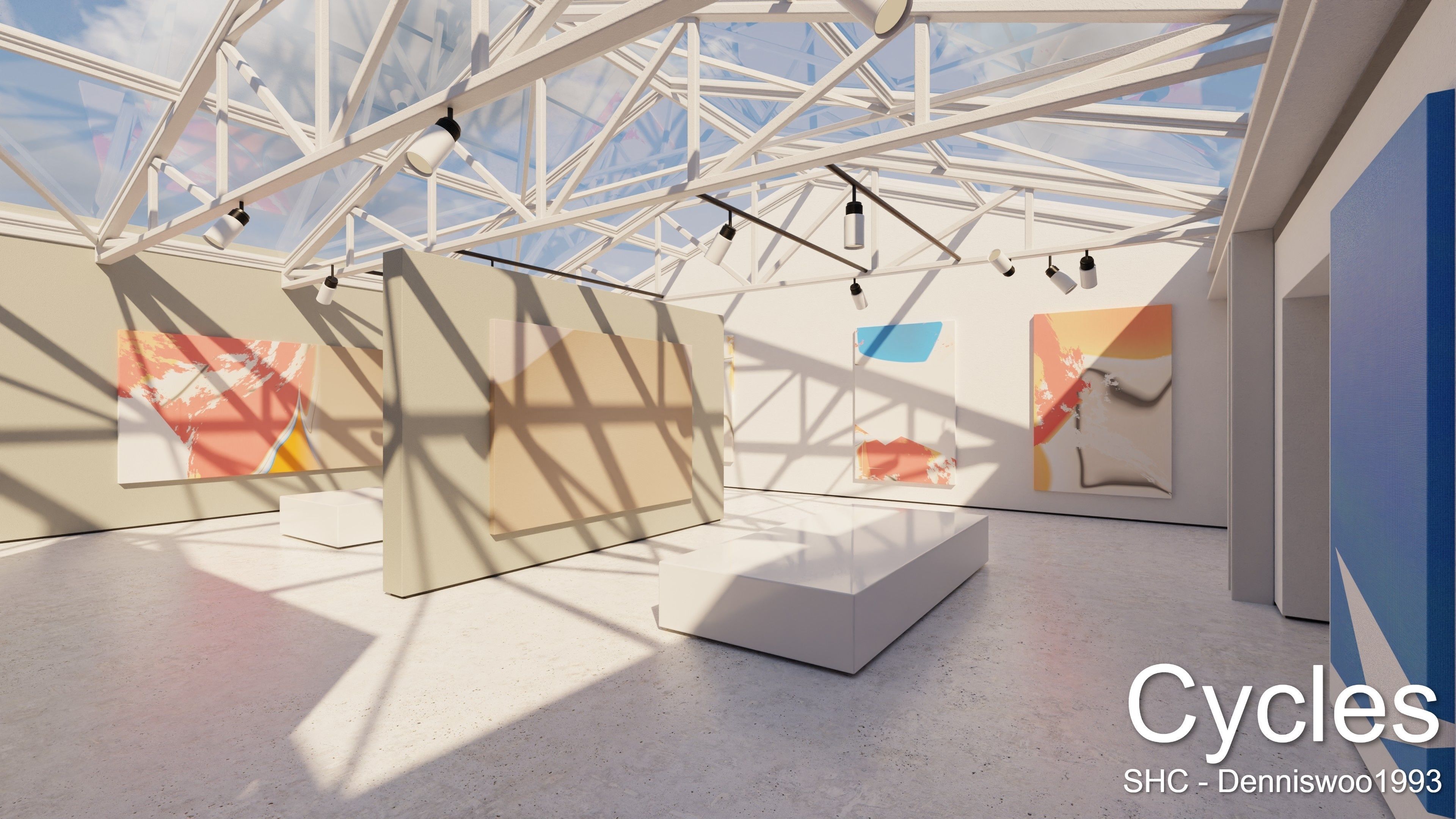 Modern Art Gallery and Photo Studio Day and Night Low-poly 3D model_13