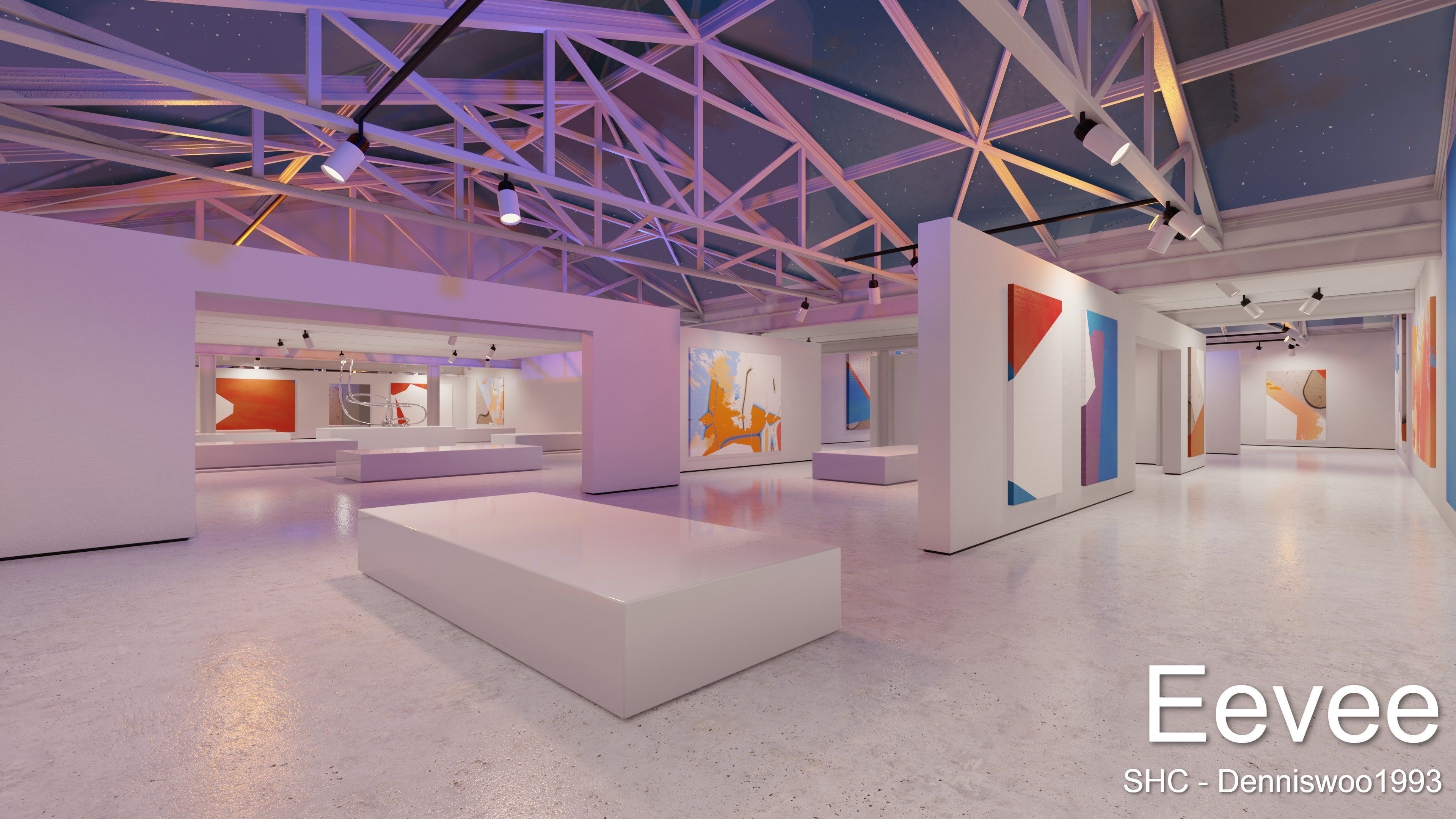 Modern Art Gallery and Photo Studio Day and Night Low-poly 3D model_20