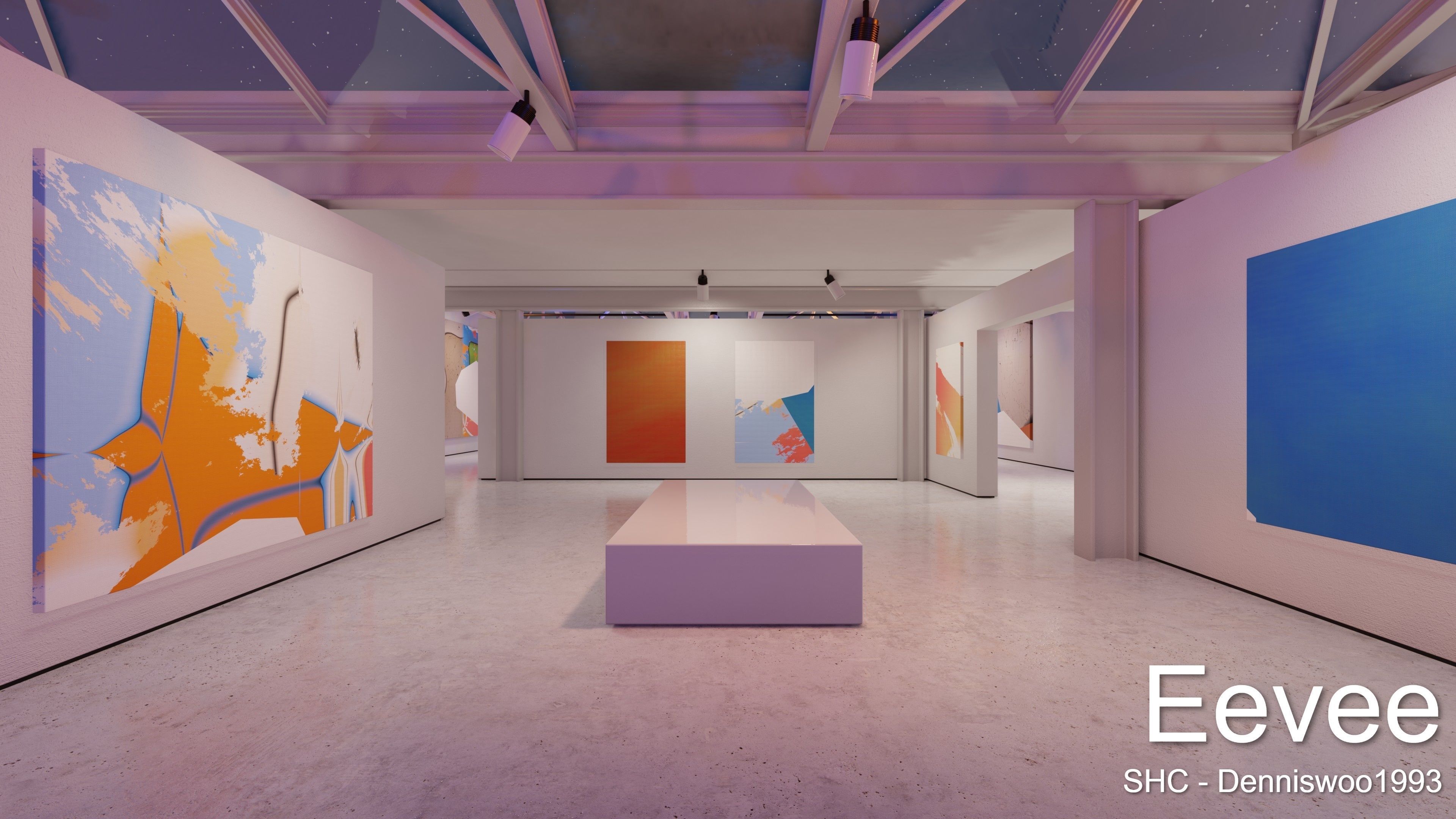 Modern Art Gallery and Photo Studio Day and Night Low-poly 3D model_23