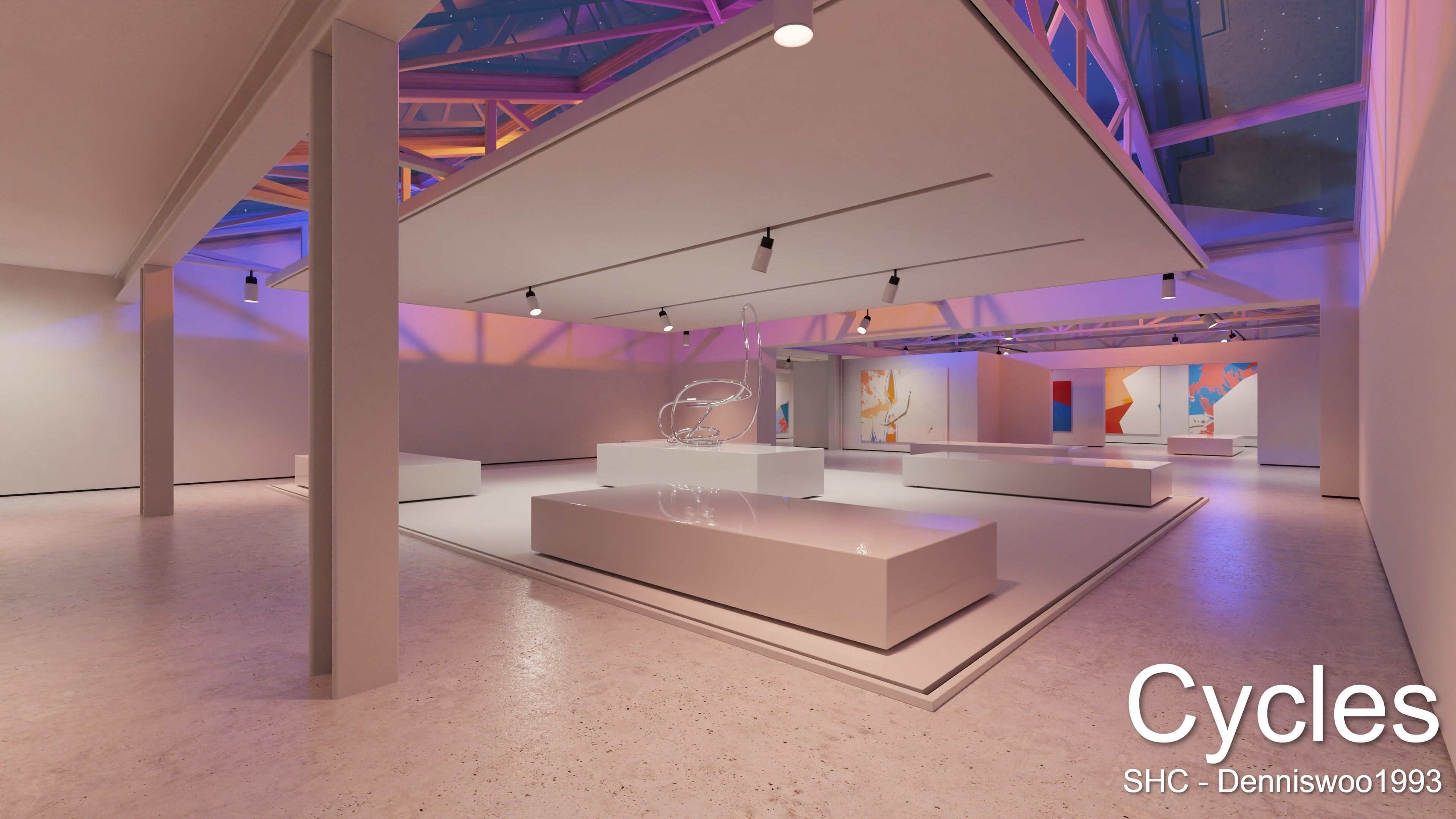Modern Art Gallery and Photo Studio Day and Night Low-poly 3D model_4