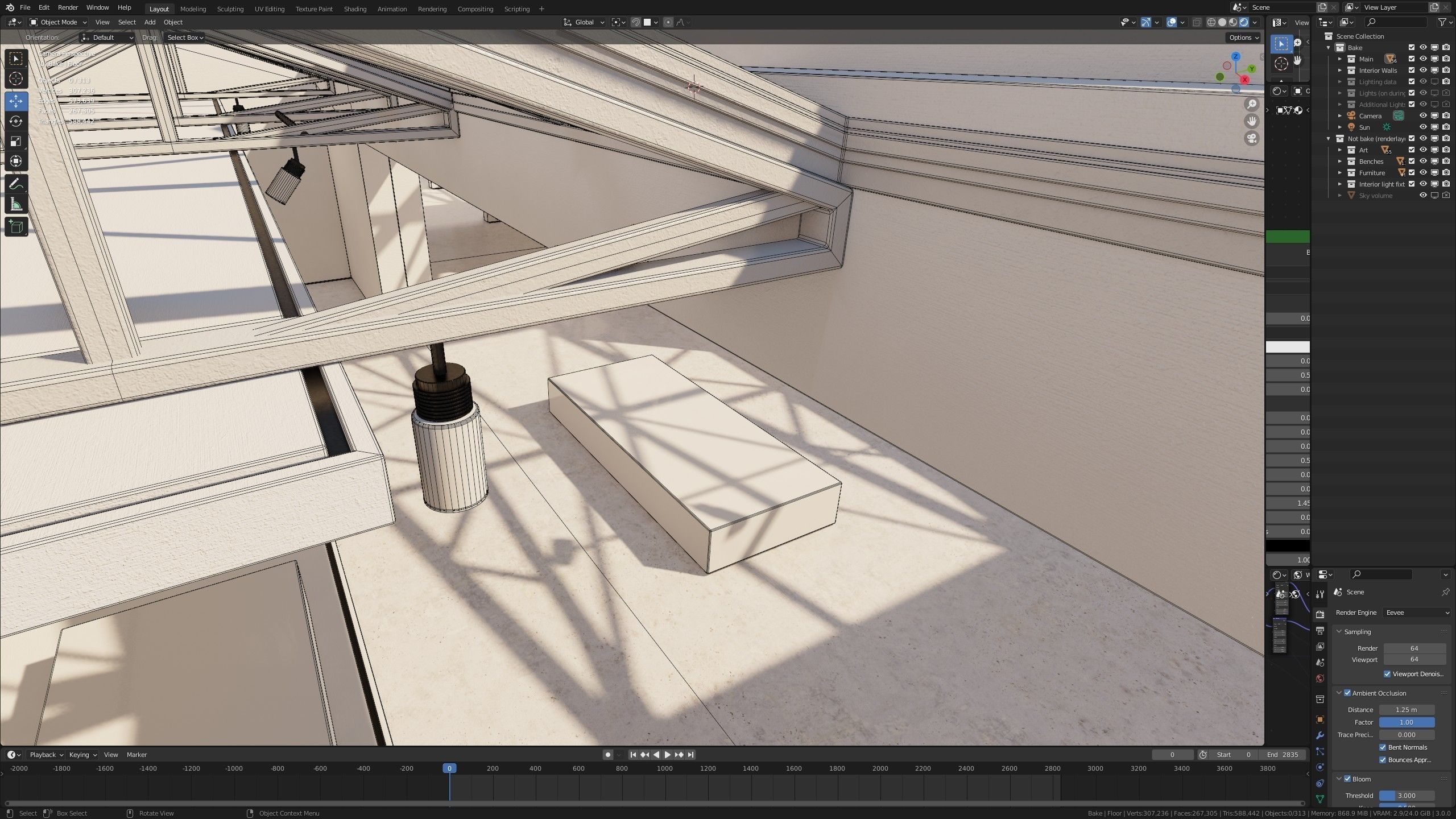 Modern Art Gallery and Photo Studio Day and Night Low-poly 3D model_24