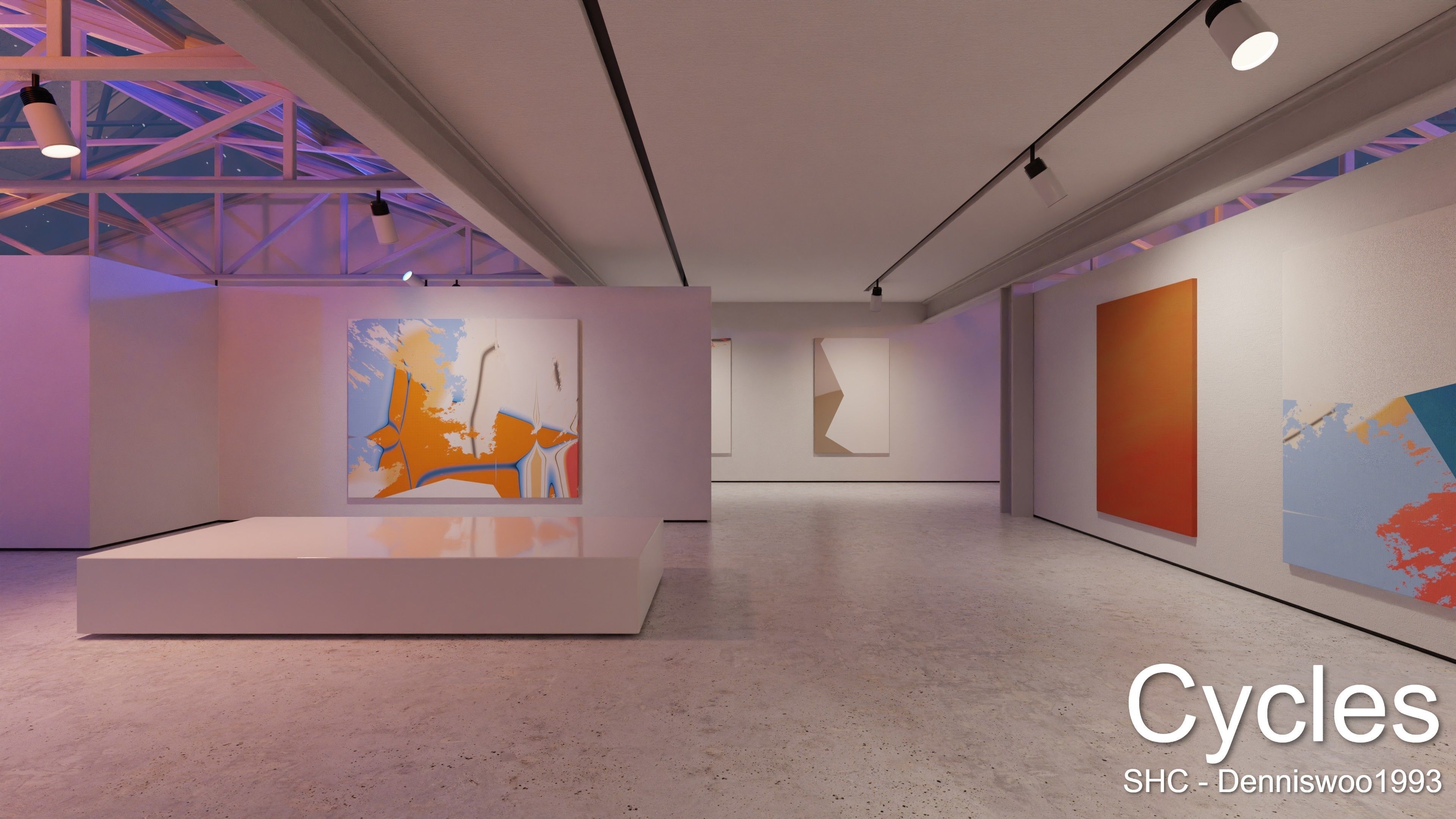 Modern Art Gallery and Photo Studio Day and Night Low-poly 3D model_8