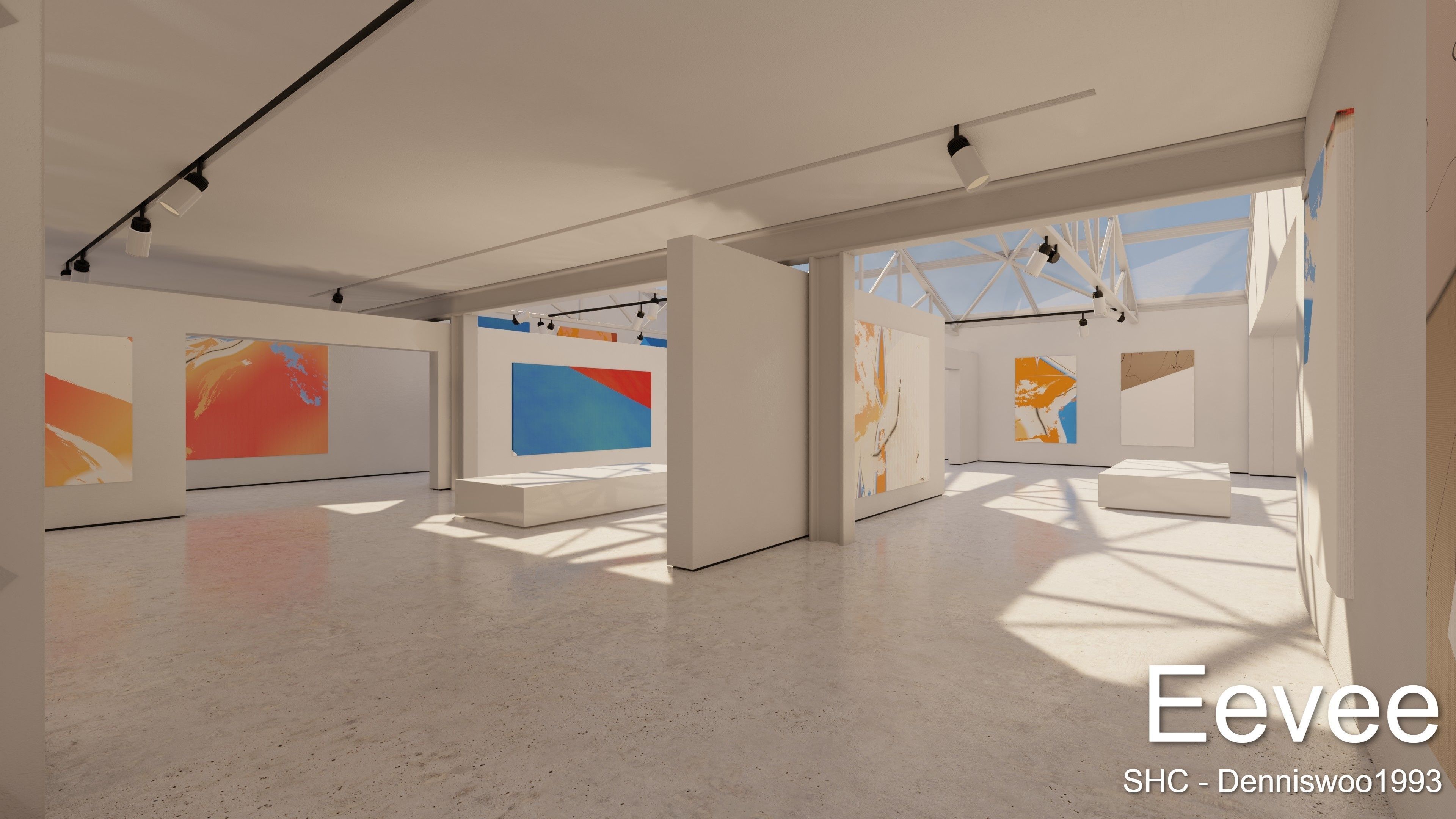 Modern Art Gallery and Photo Studio Day and Night Low-poly 3D model_16