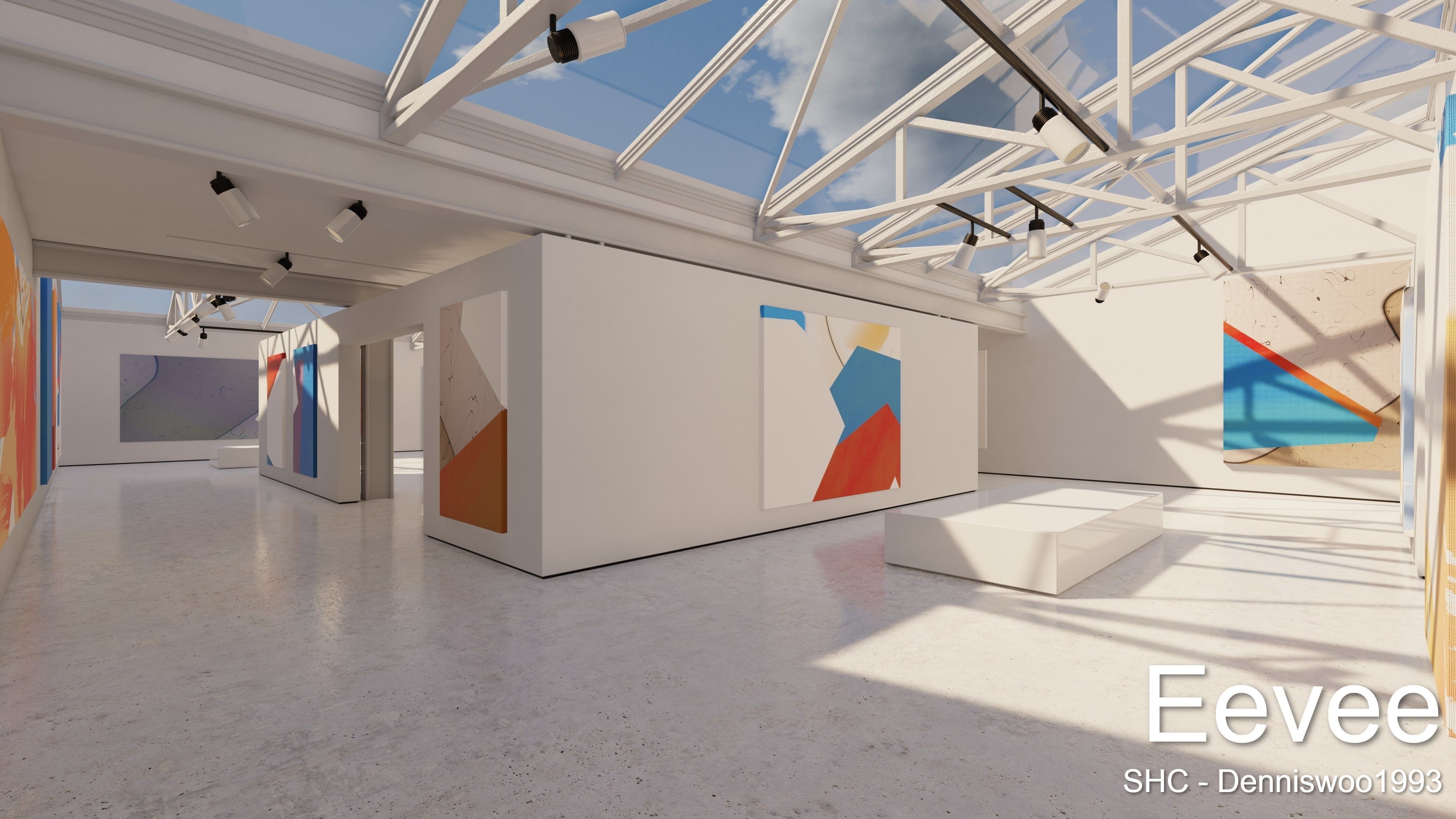 Modern Art Gallery and Photo Studio Day and Night Low-poly 3D model_17