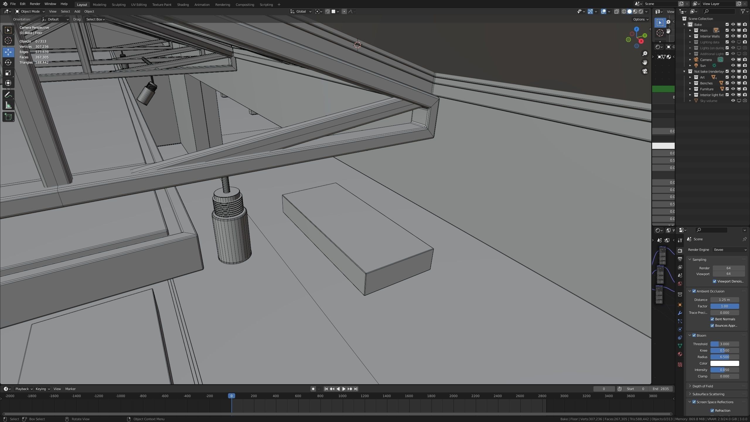 Modern Art Gallery and Photo Studio Day and Night Low-poly 3D model_25