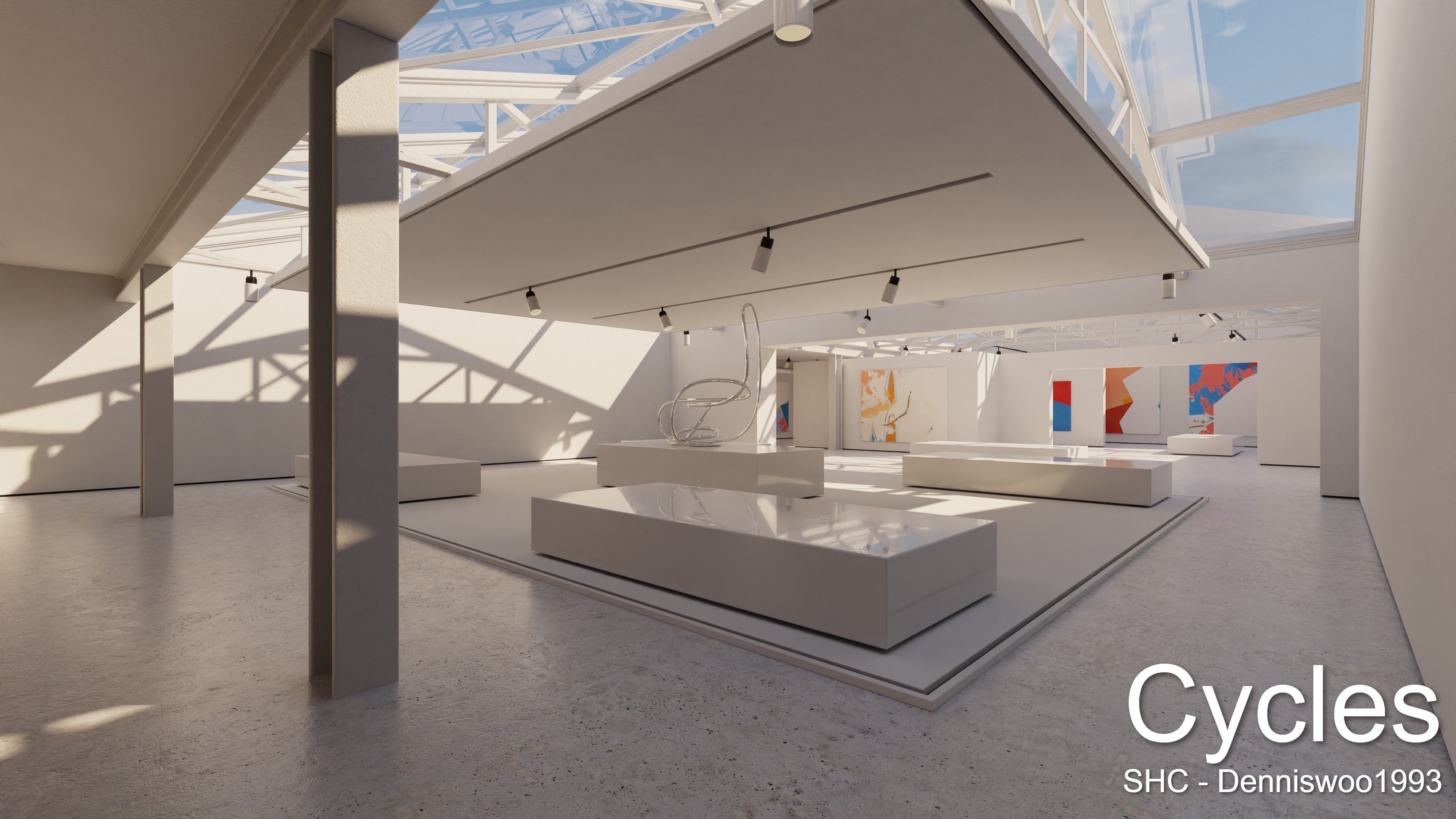Modern Art Gallery and Photo Studio Day and Night Low-poly 3D model_5