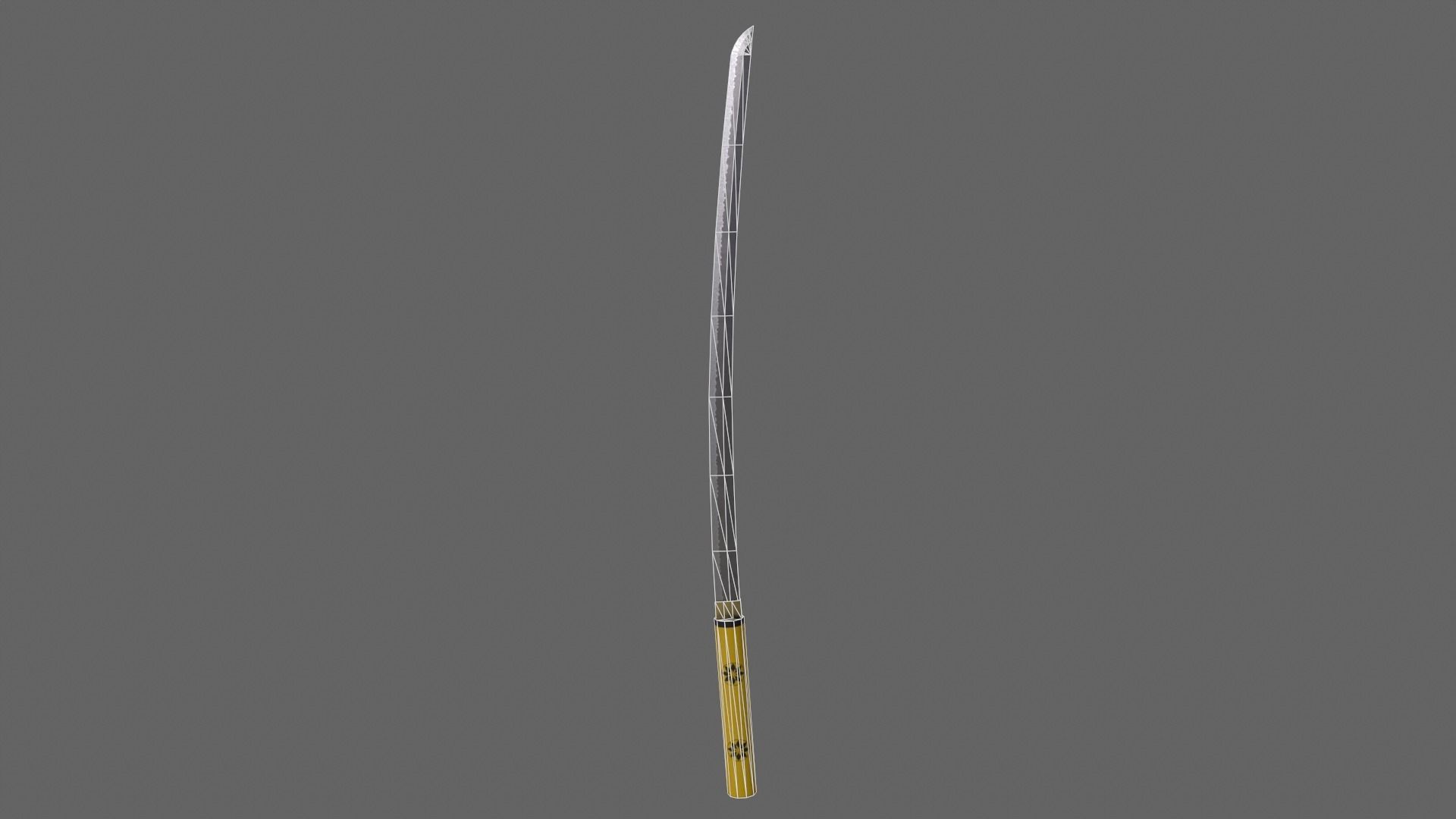 PBR Katana Japanese Sword Yellow V3 Low-poly 3D model_17