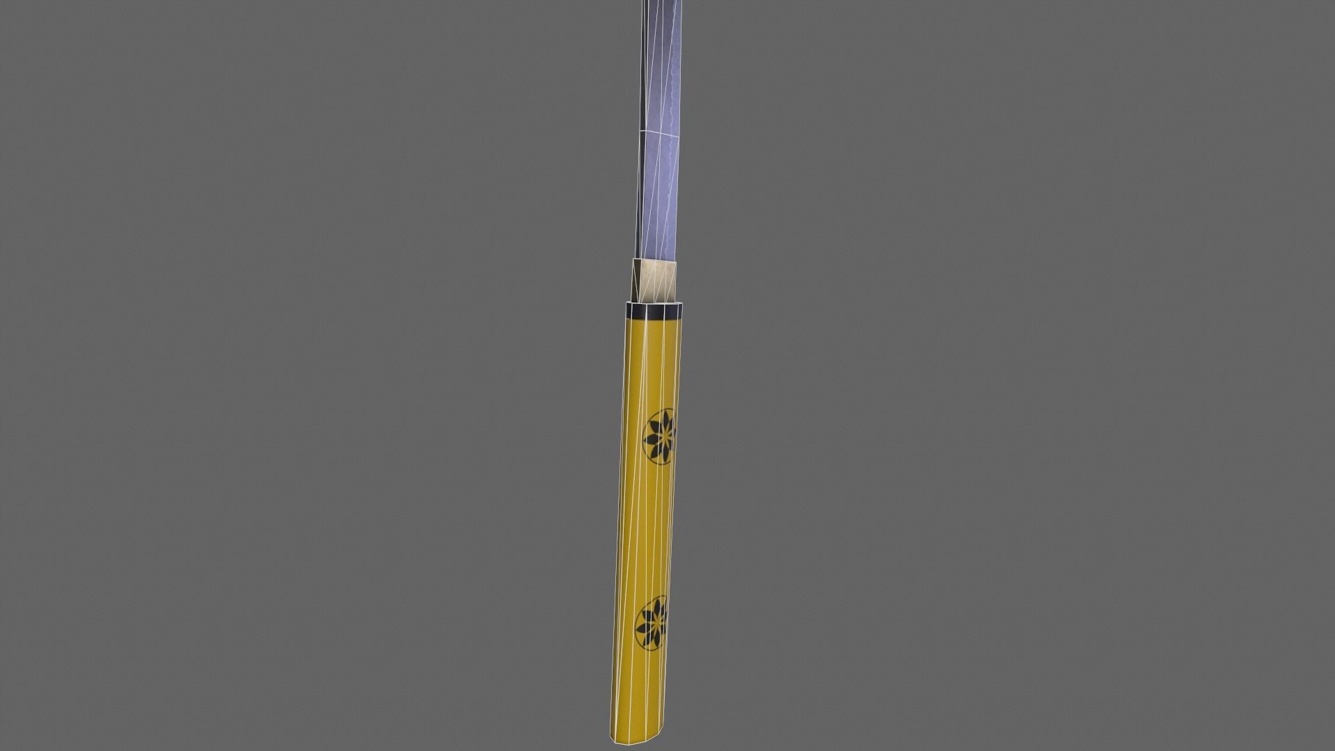PBR Katana Japanese Sword Yellow V3 Low-poly 3D model_18