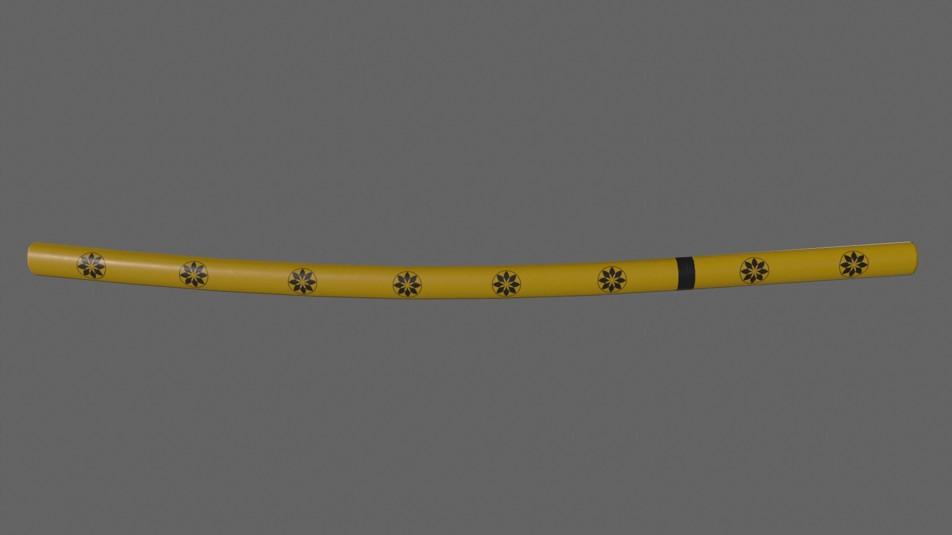 PBR Katana Japanese Sword Yellow V3 Low-poly 3D model_6