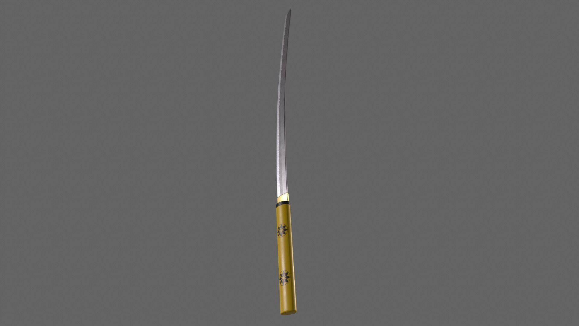 PBR Katana Japanese Sword Yellow V3 Low-poly 3D model_11