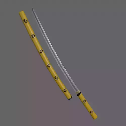 PBR Katana Japanese Sword Yellow V3