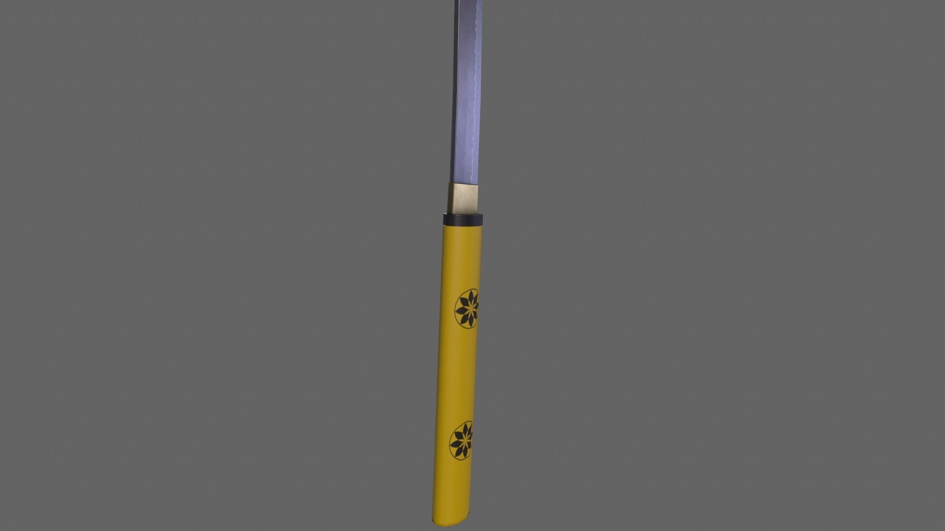 PBR Katana Japanese Sword Yellow V3 Low-poly 3D model_8