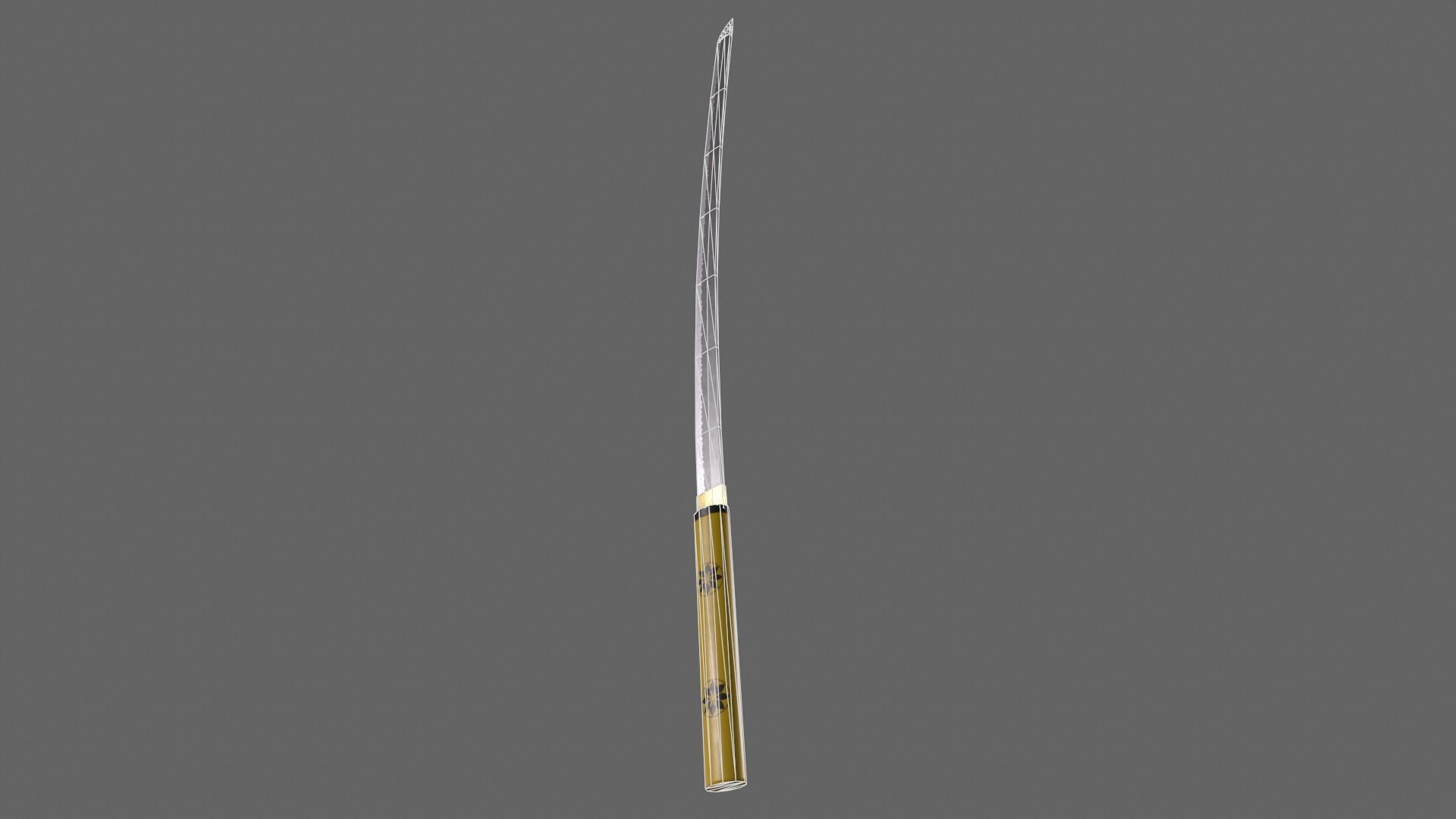 PBR Katana Japanese Sword Yellow V3 Low-poly 3D model_21