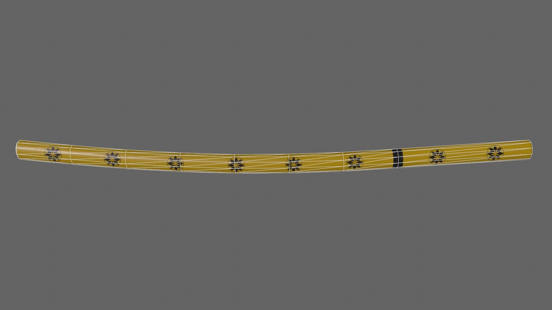 PBR Katana Japanese Sword Yellow V3 Low-poly 3D model_16