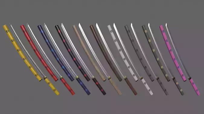 PBR Katana Japanese Sword V3 Low-poly 3D model