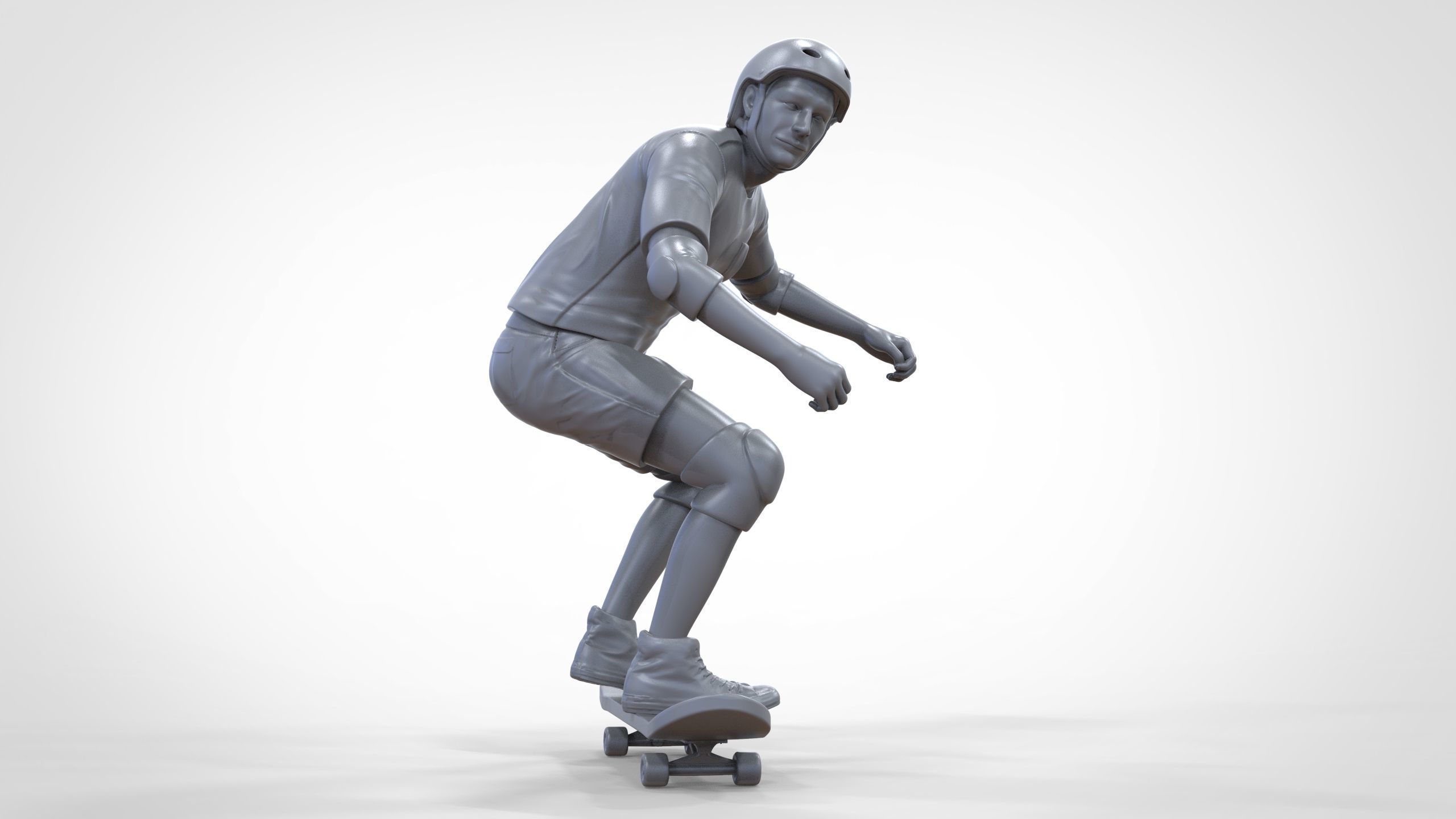 N1 Skateboarder Skateboarding with skateboard 3D print model_43