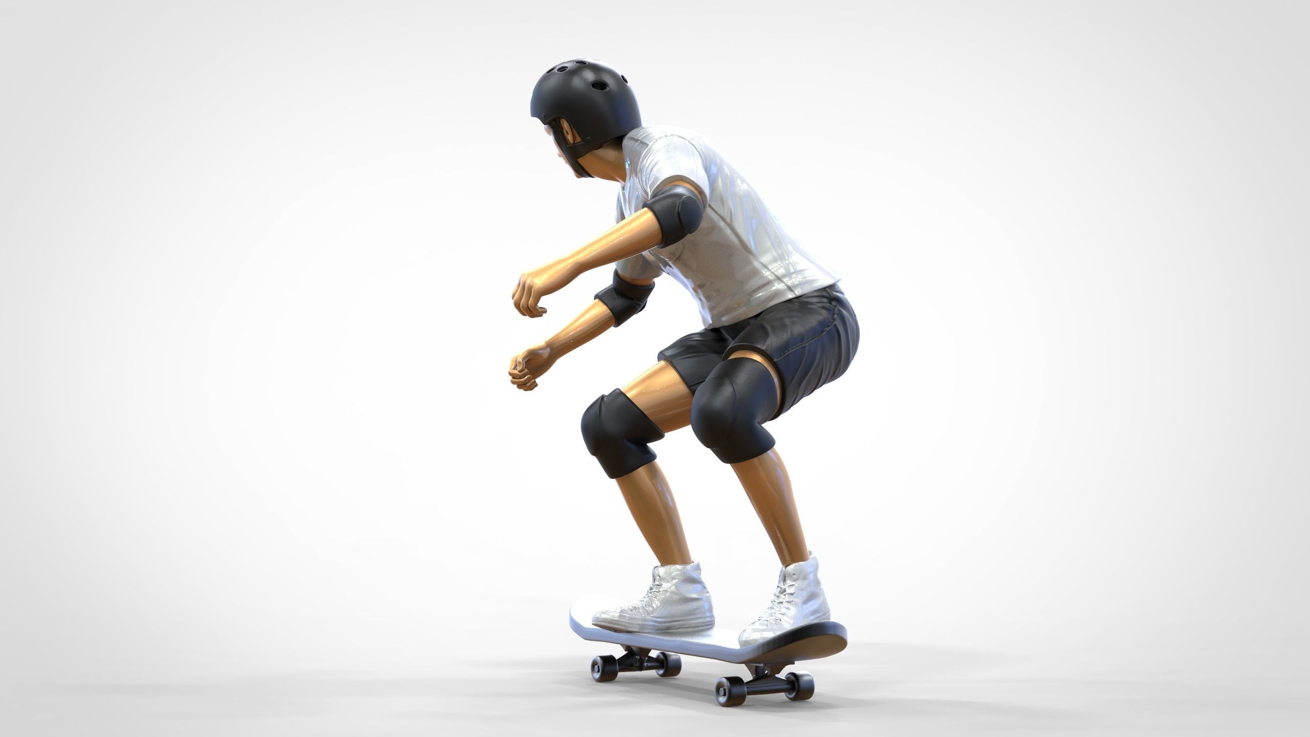 N1 Skateboarder Skateboarding with skateboard 3D print model_8