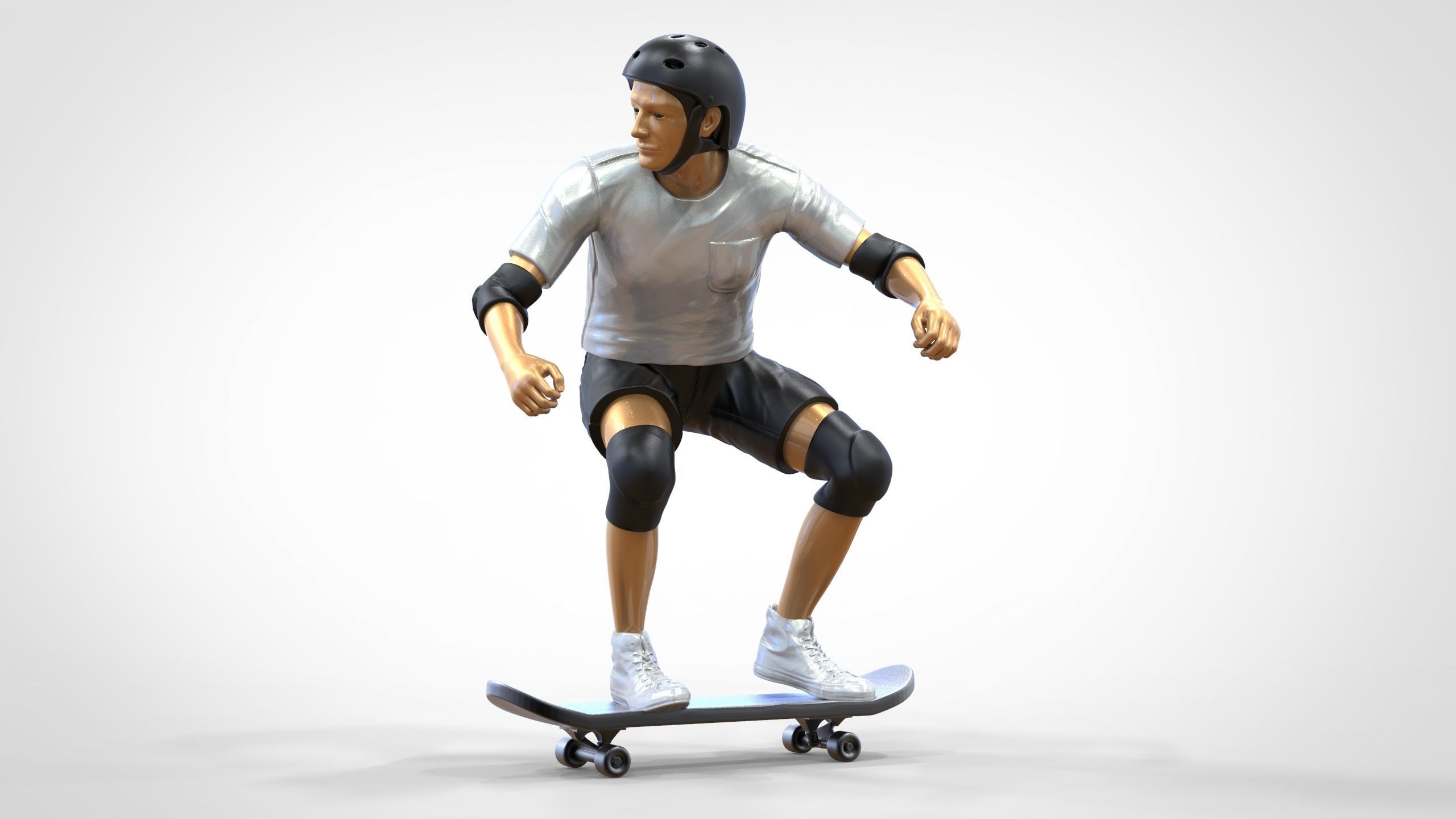 N1 Skateboarder Skateboarding with skateboard 3D print model_35