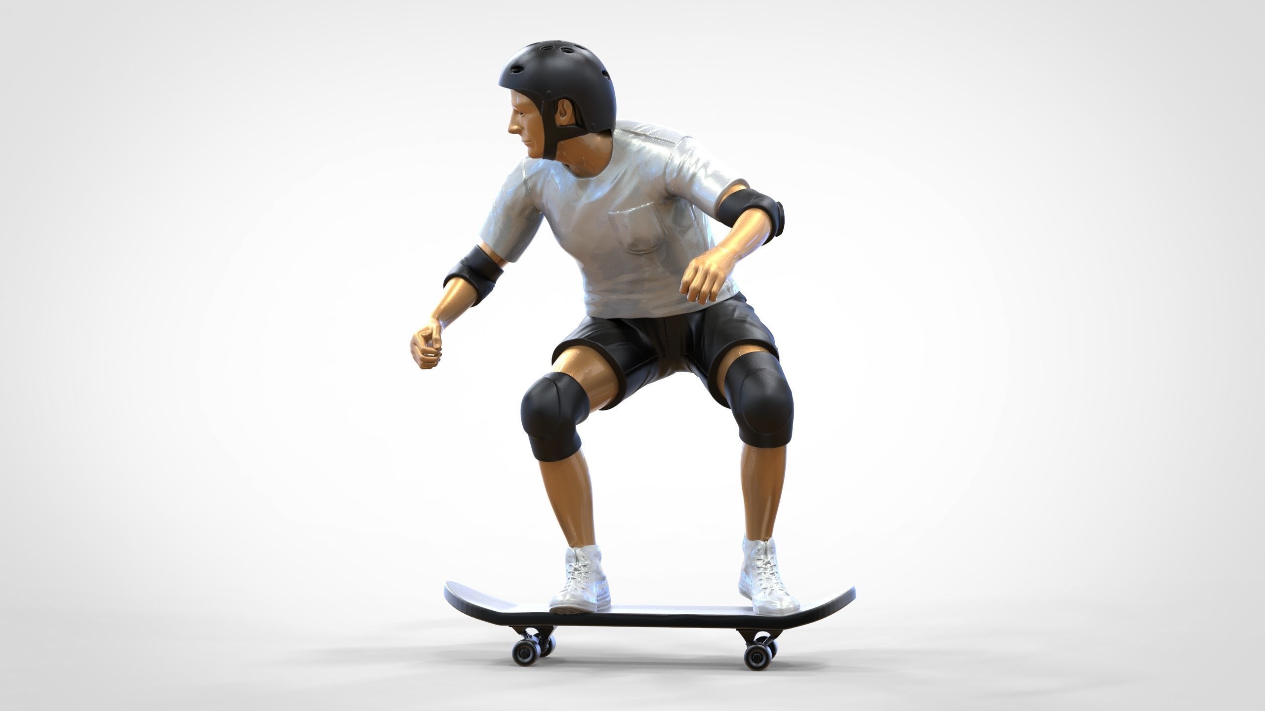 N1 Skateboarder Skateboarding with skateboard 3D print model_39