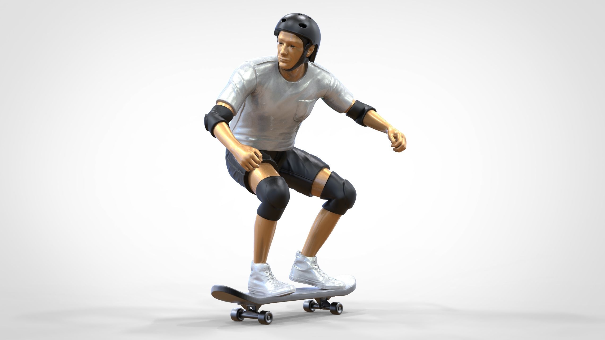 N1 Skateboarder Skateboarding with skateboard 3D print model_25