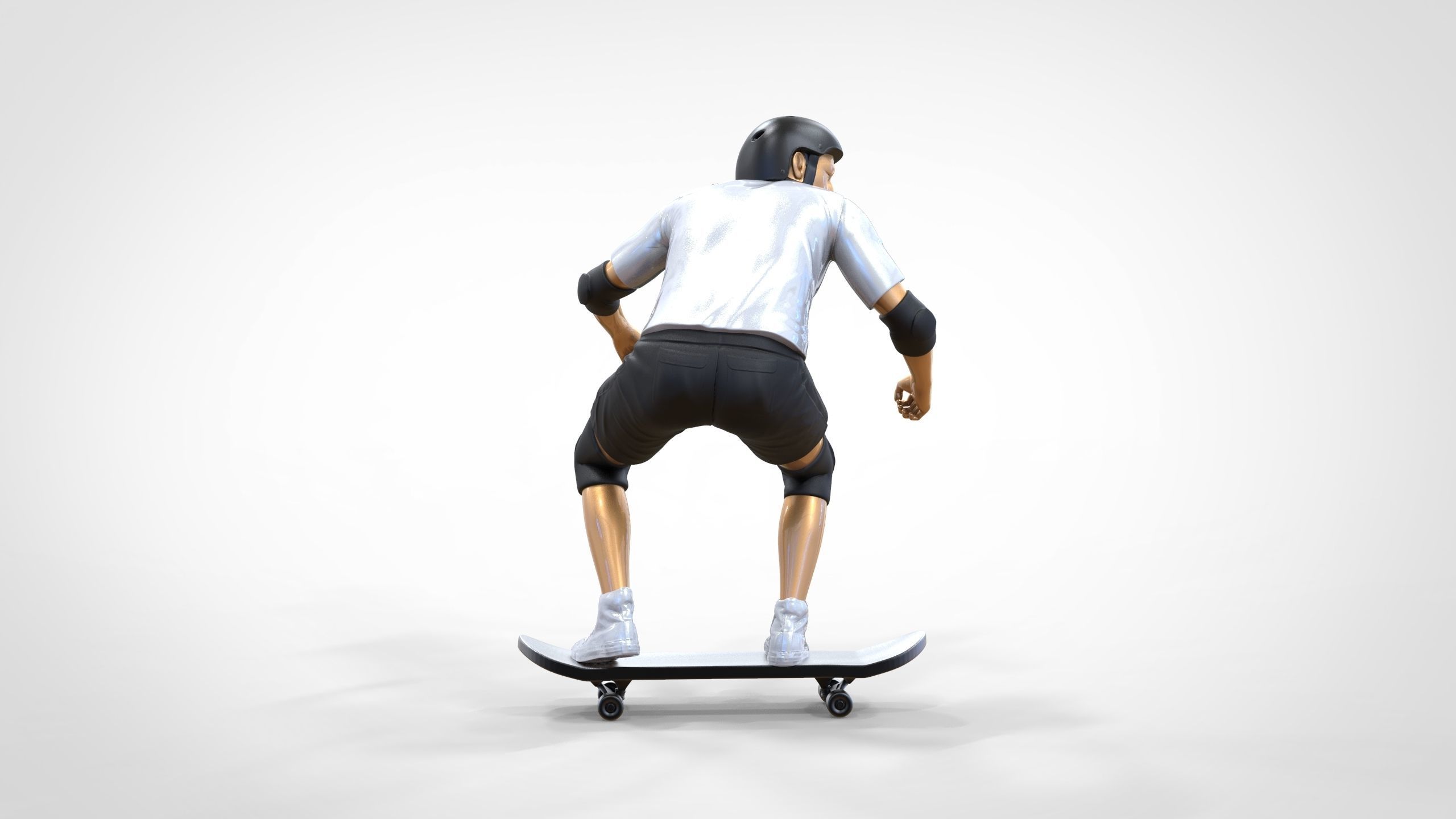 N1 Skateboarder Skateboarding with skateboard 3D print model_2