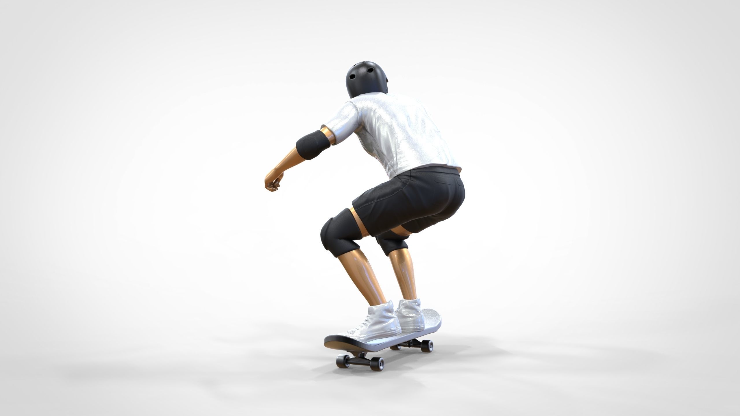 N1 Skateboarder Skateboarding with skateboard 3D print model_1