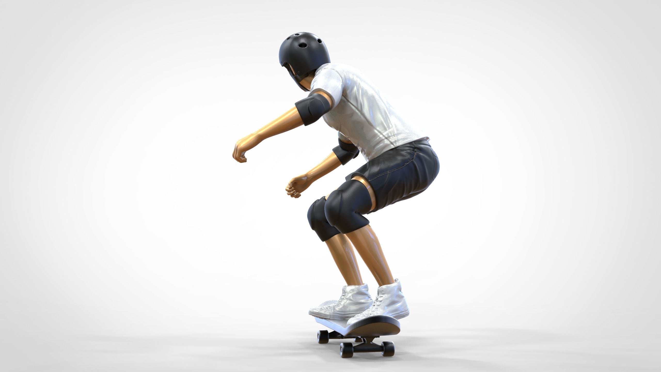 N1 Skateboarder Skateboarding with skateboard 3D print model_10