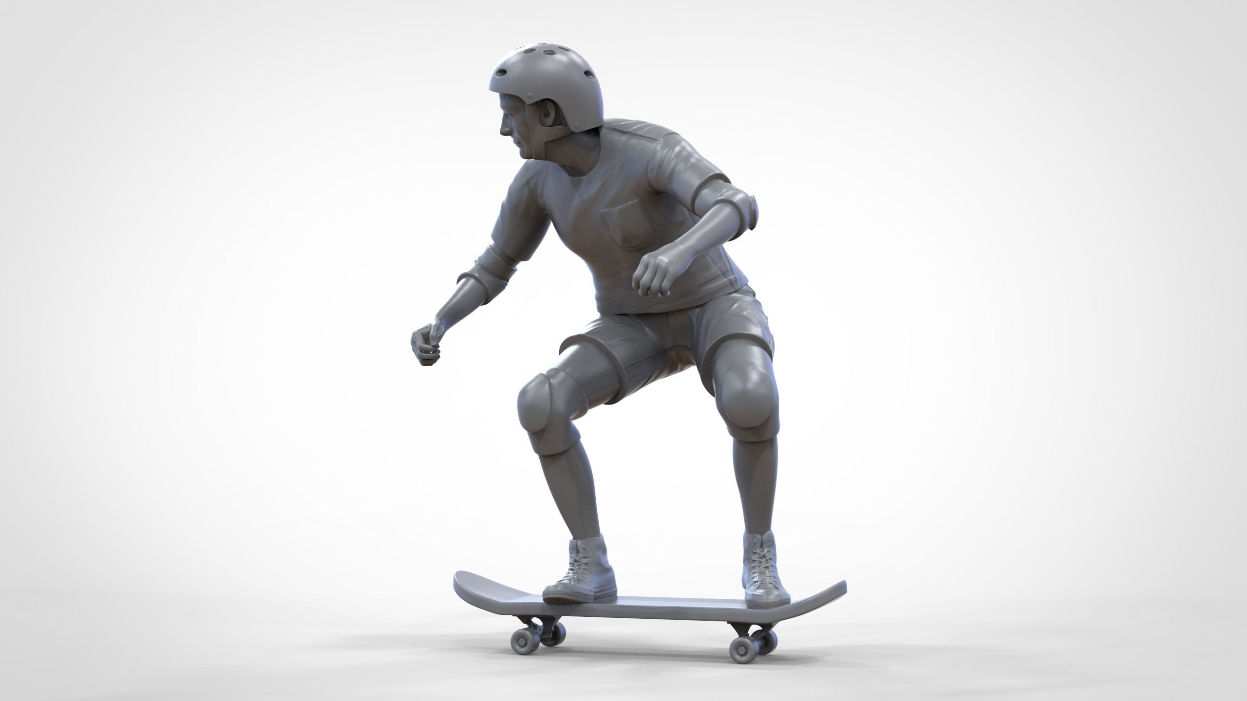 N1 Skateboarder Skateboarding with skateboard 3D print model_47
