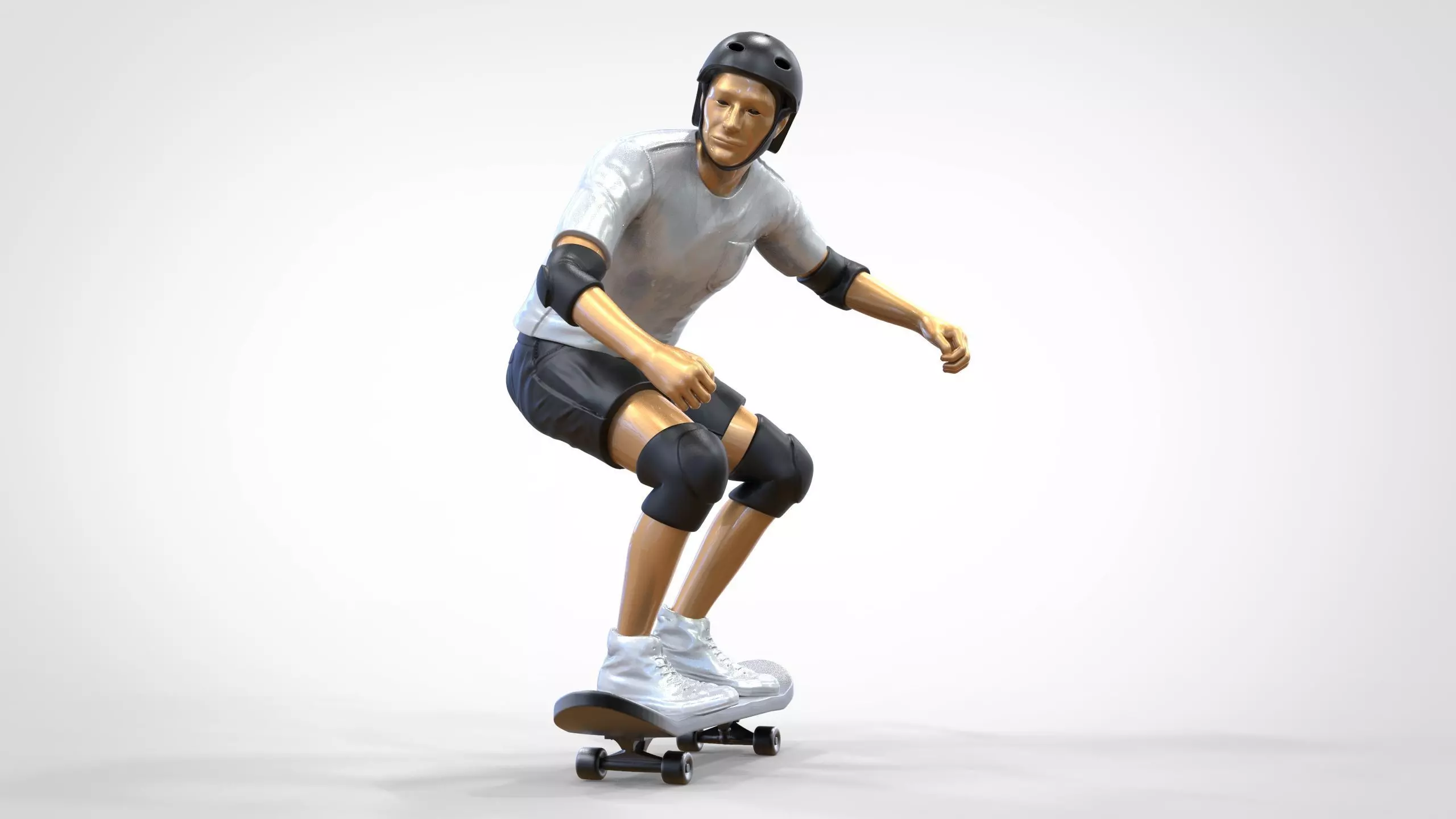 N1 Skateboarder Skateboarding with skateboard 3D print model_0