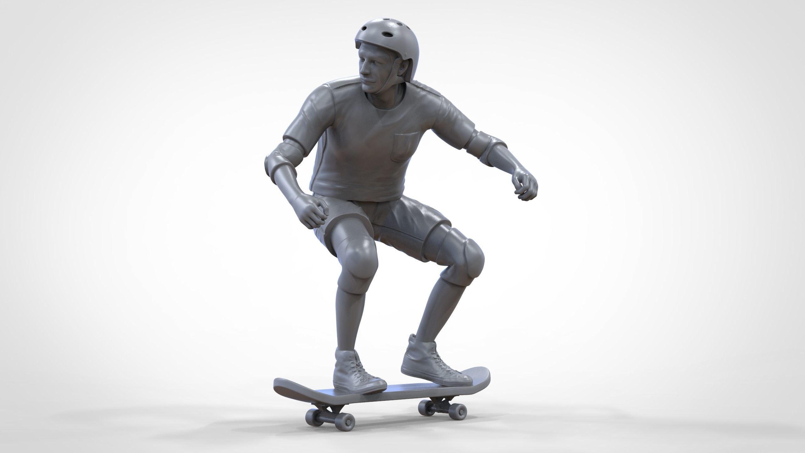 N1 Skateboarder Skateboarding with skateboard 3D print model_45