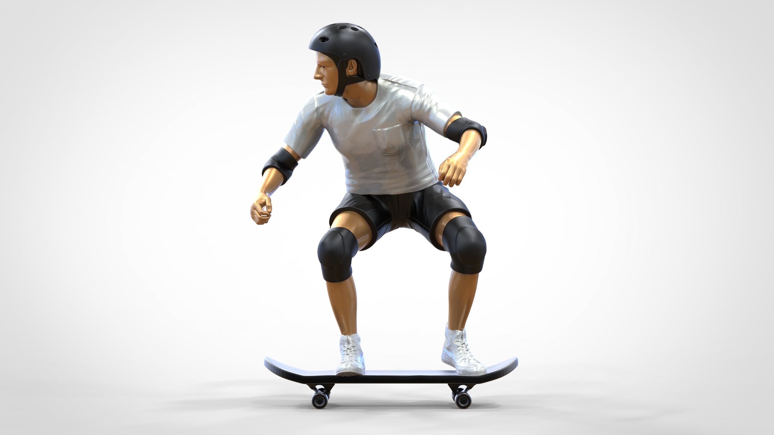 N1 Skateboarder Skateboarding with skateboard 3D print model_38