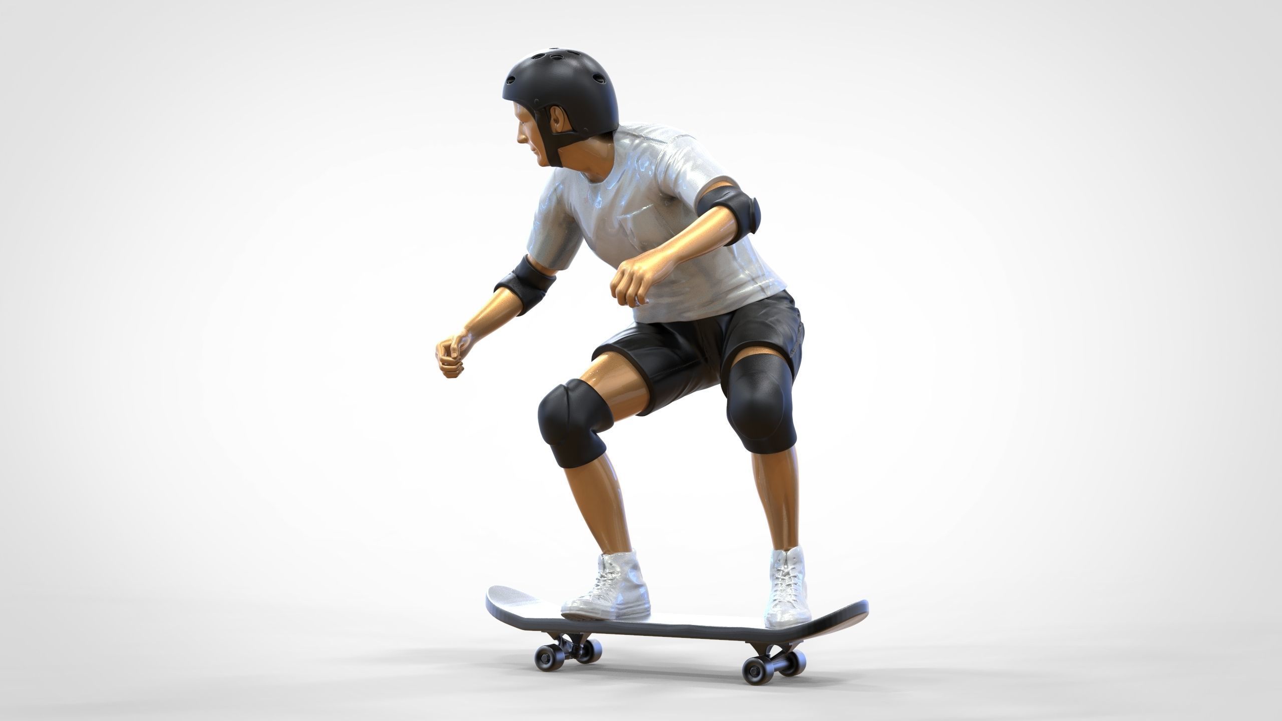 N1 Skateboarder Skateboarding with skateboard 3D print model_5