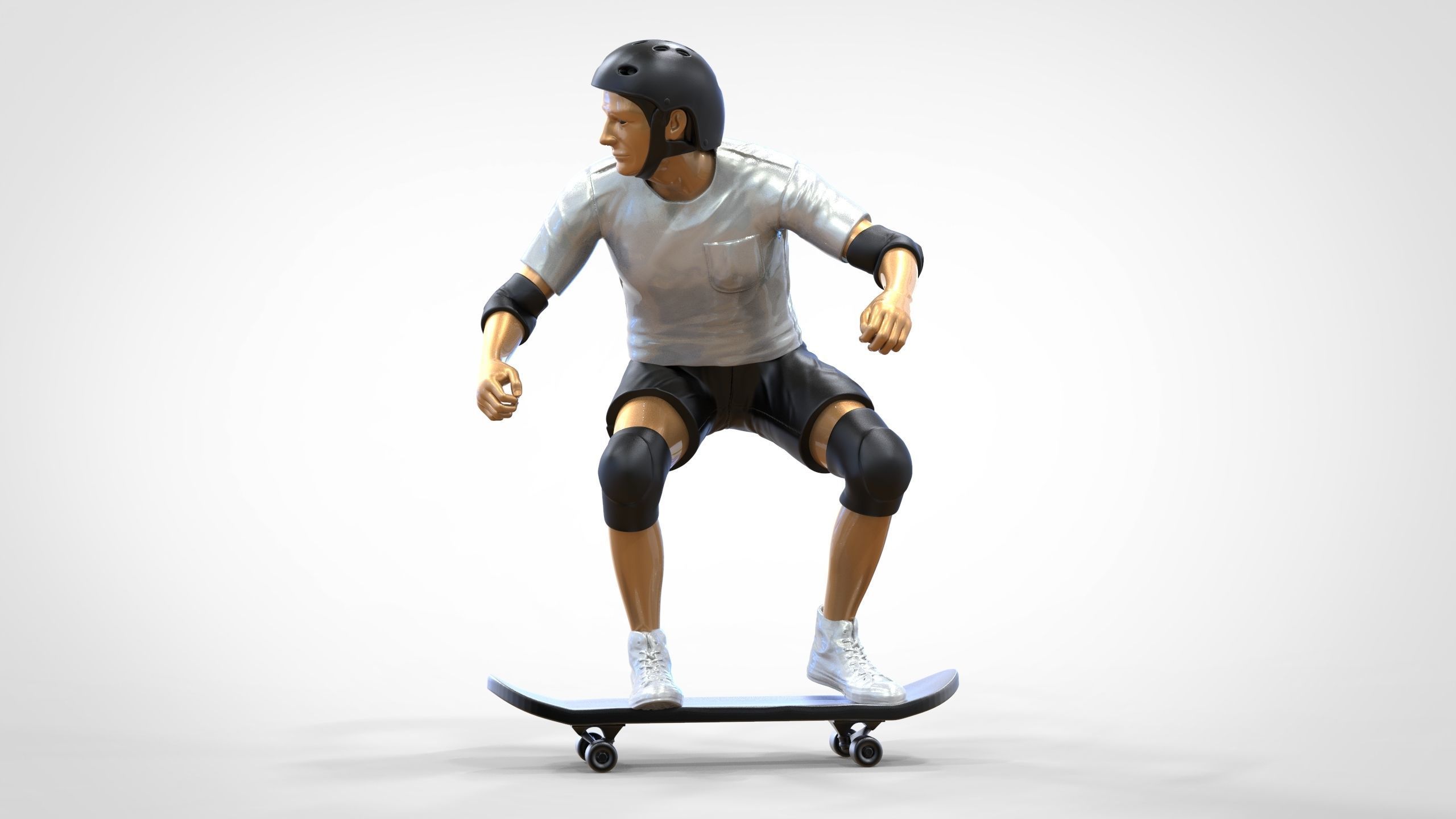 N1 Skateboarder Skateboarding with skateboard 3D print model_37